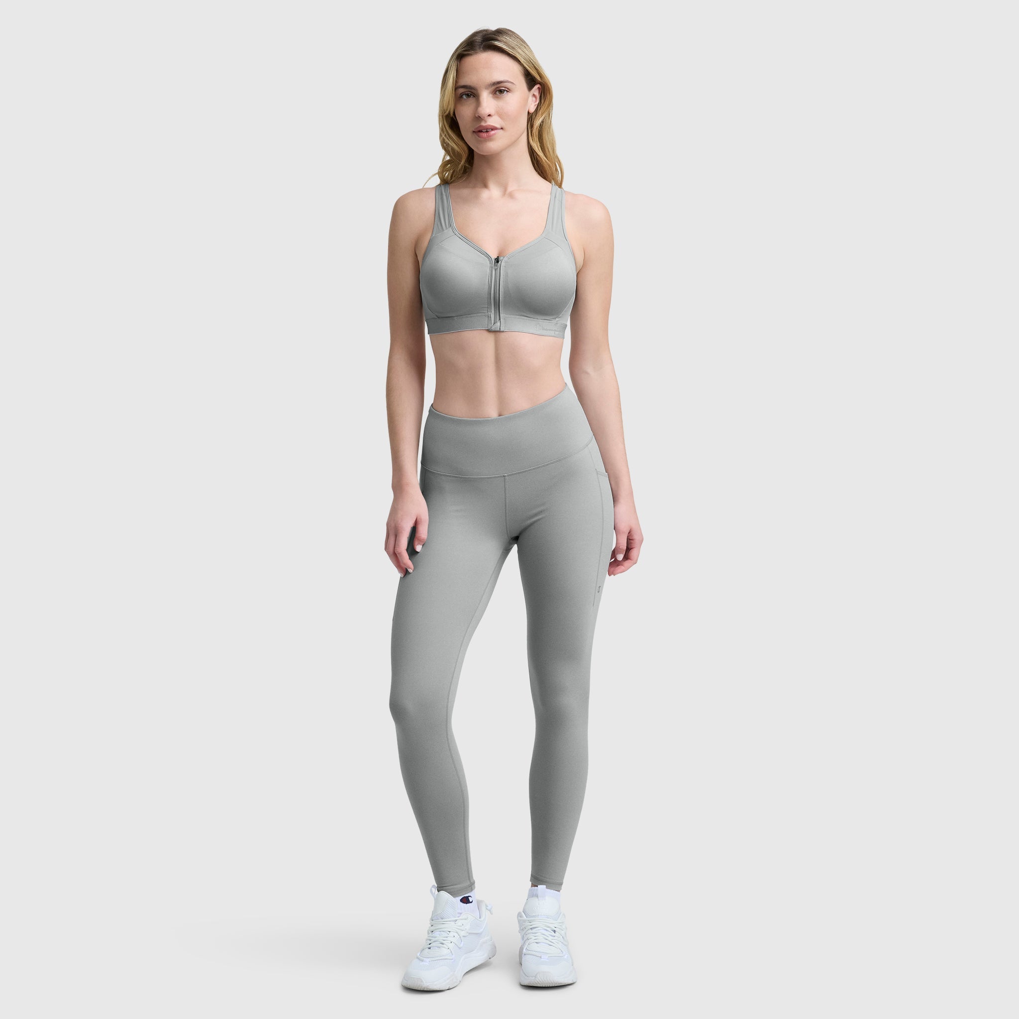 Champion Motion Control Zip Sports Bra - Oxford Grey Heather