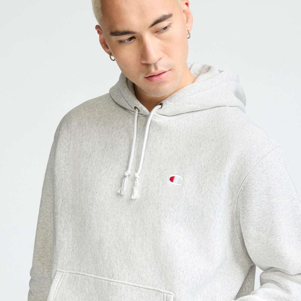 Champion Reverse Weave Small C Hooded Sweatshirt - Platinum Silver Heather