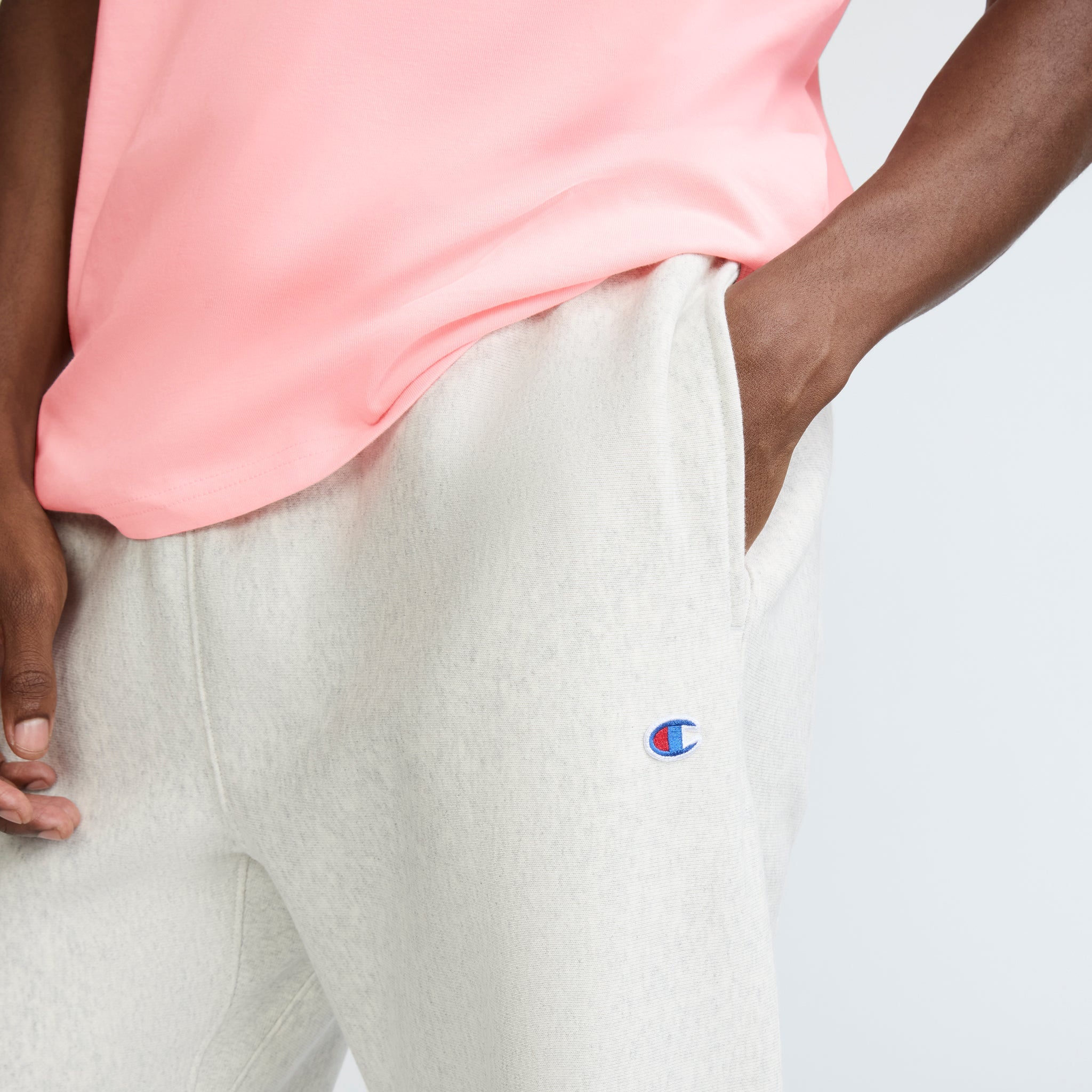 Champion Reverse Weave Small Logo Cinched Sweatpants - Platinum Silver Heather
