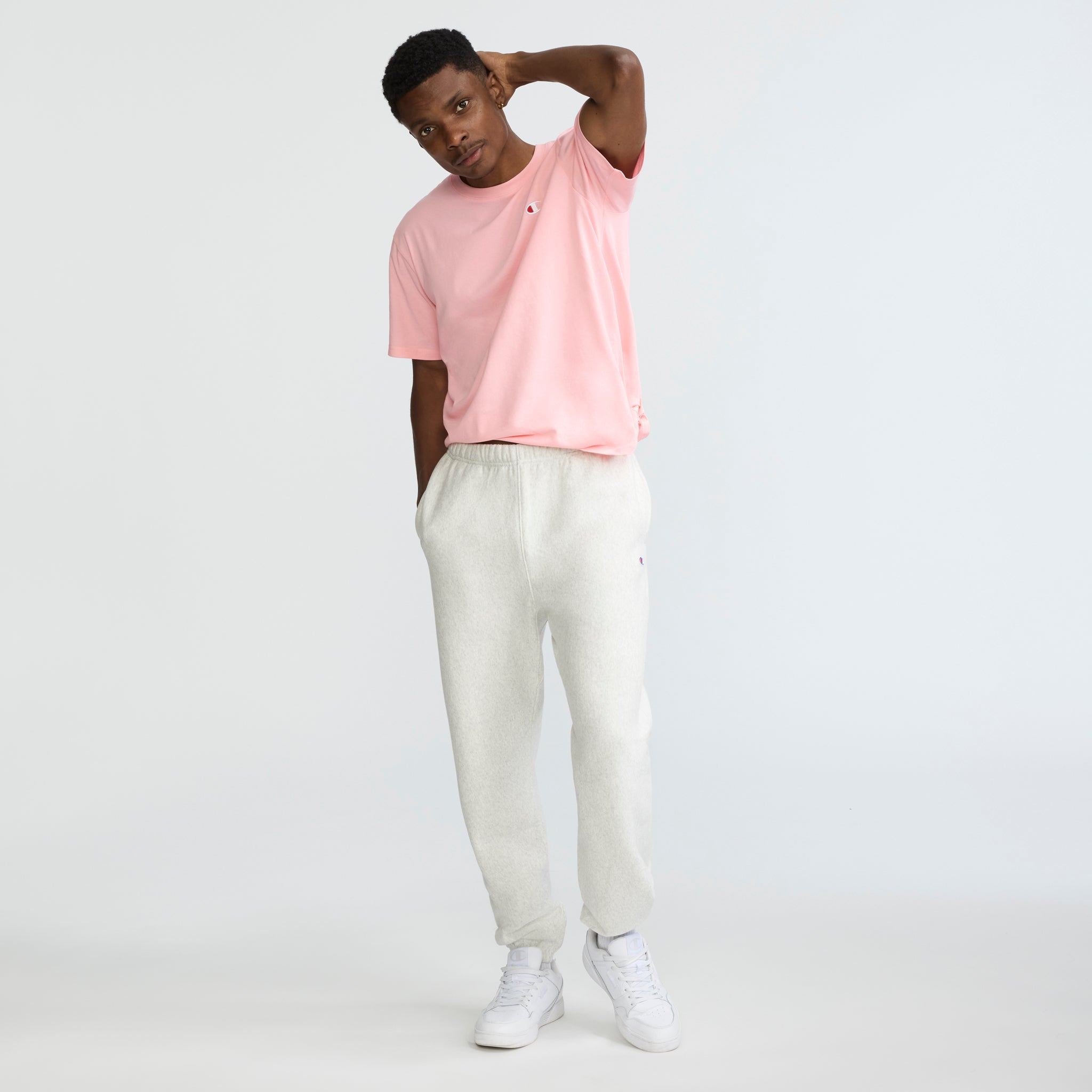 Champion Reverse Weave Small Logo Cinched Sweatpants - Platinum Silver Heather