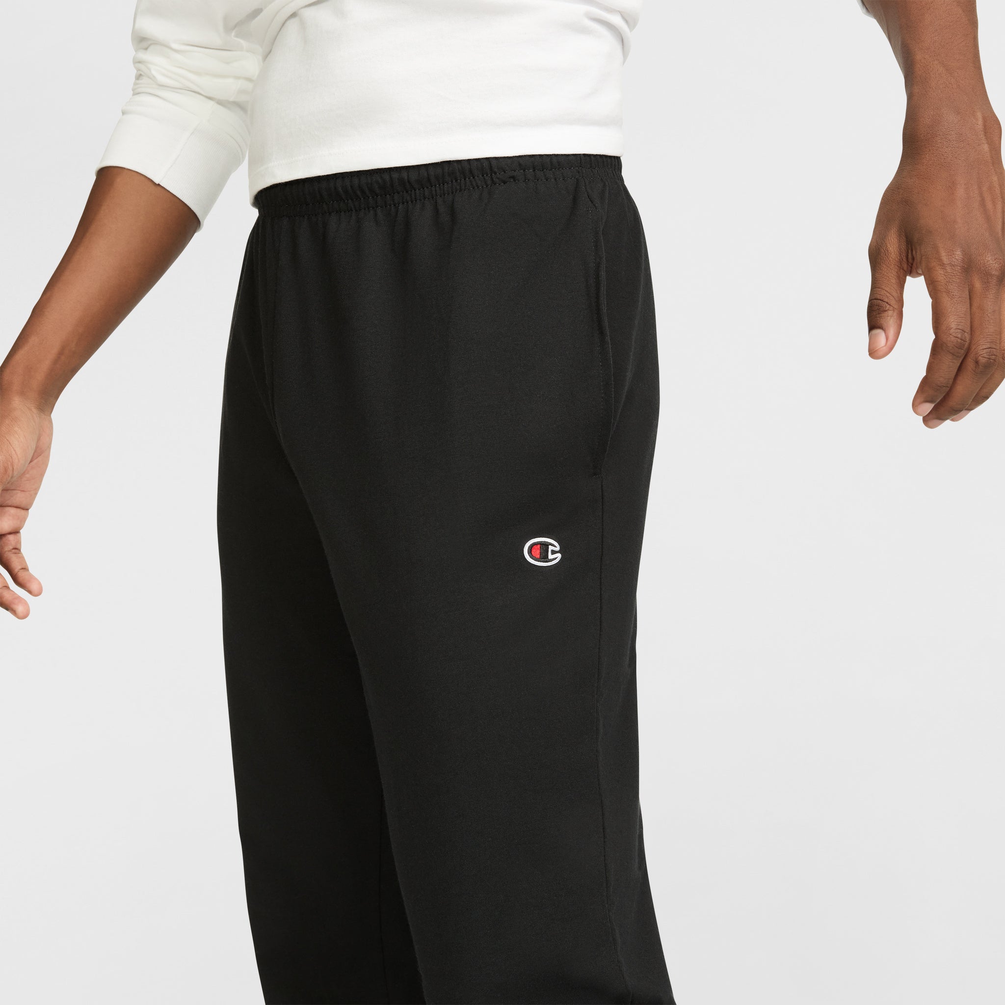 Champion Lightweight Lounge Pants, Open Hem - Black