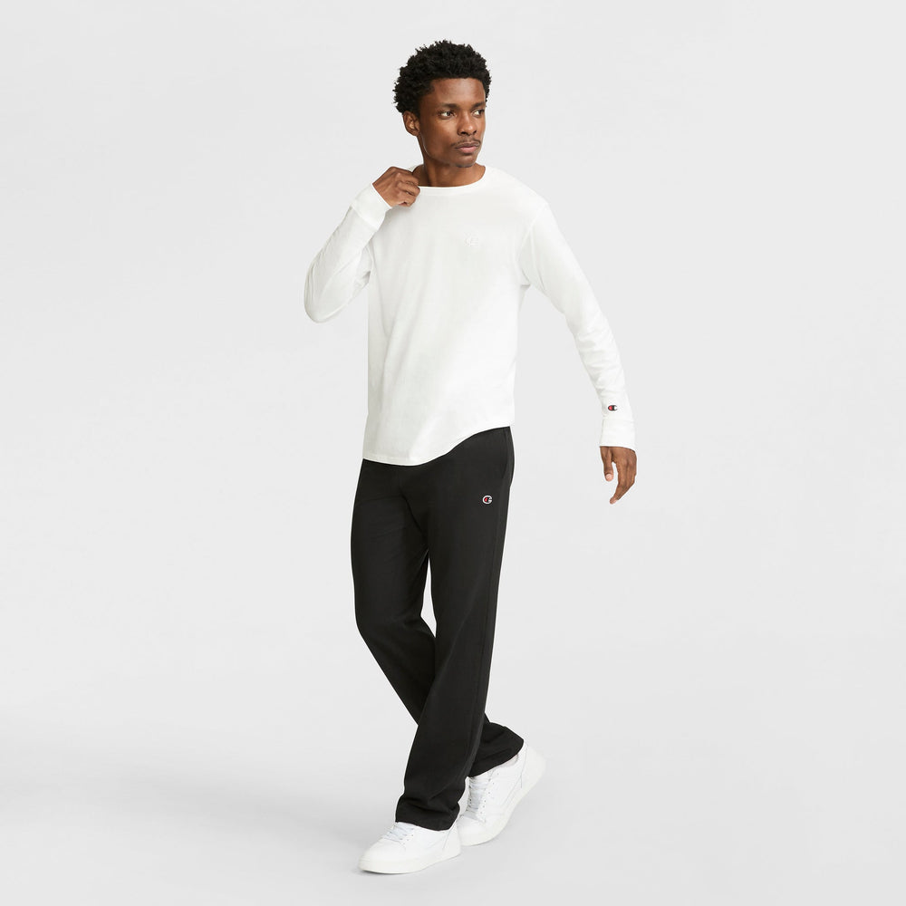 Champion Lightweight Lounge Pants, Open Hem - Black