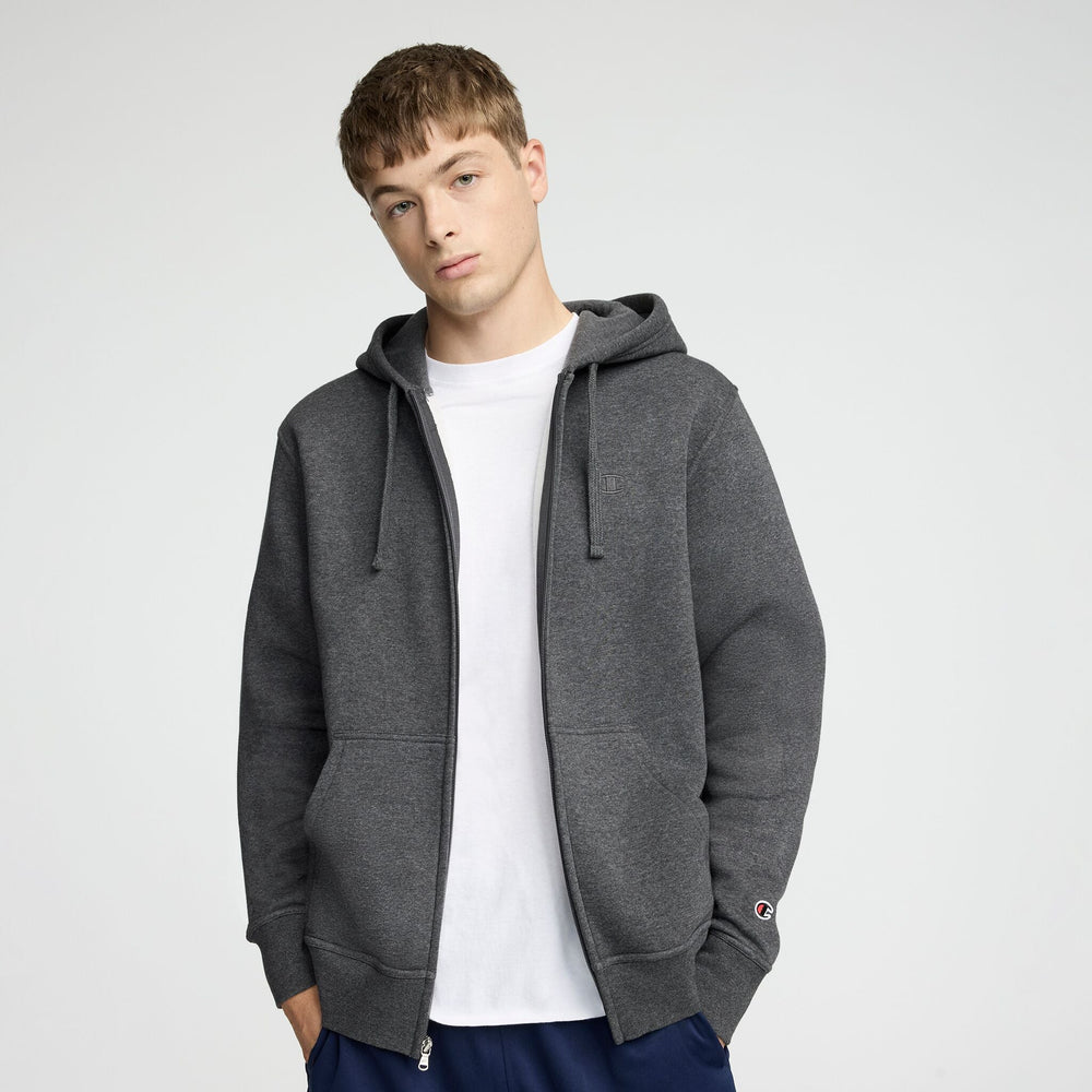 Champion Powerblend Full-Zip Hoodie - Granite Heather