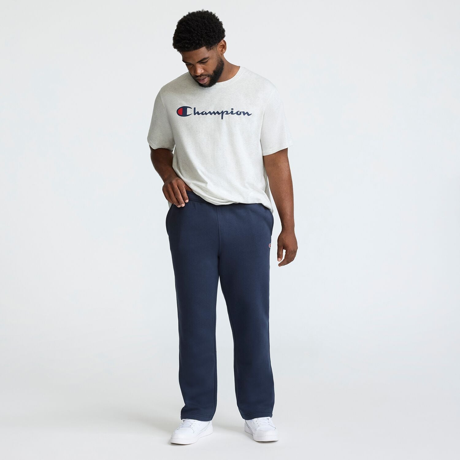 Champion Powerblend Sweatpants, Open Hem - Big & Tall - Deep Navy