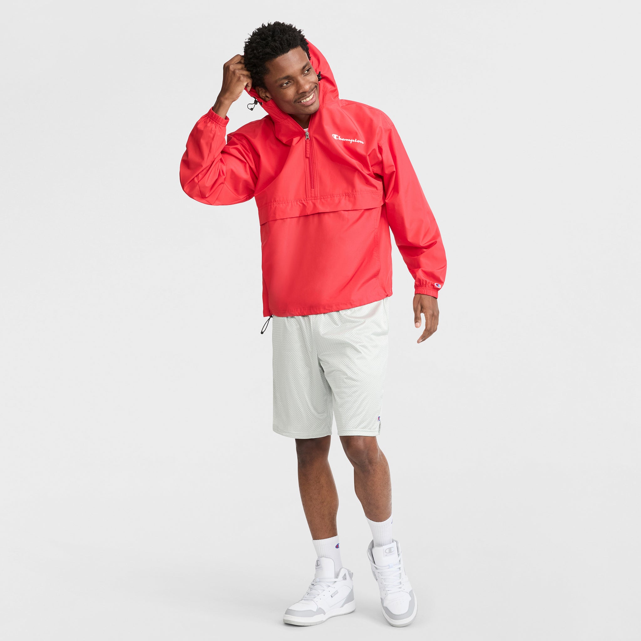 Champion Stadium Packable Jacket, Script Logo - Tango Red