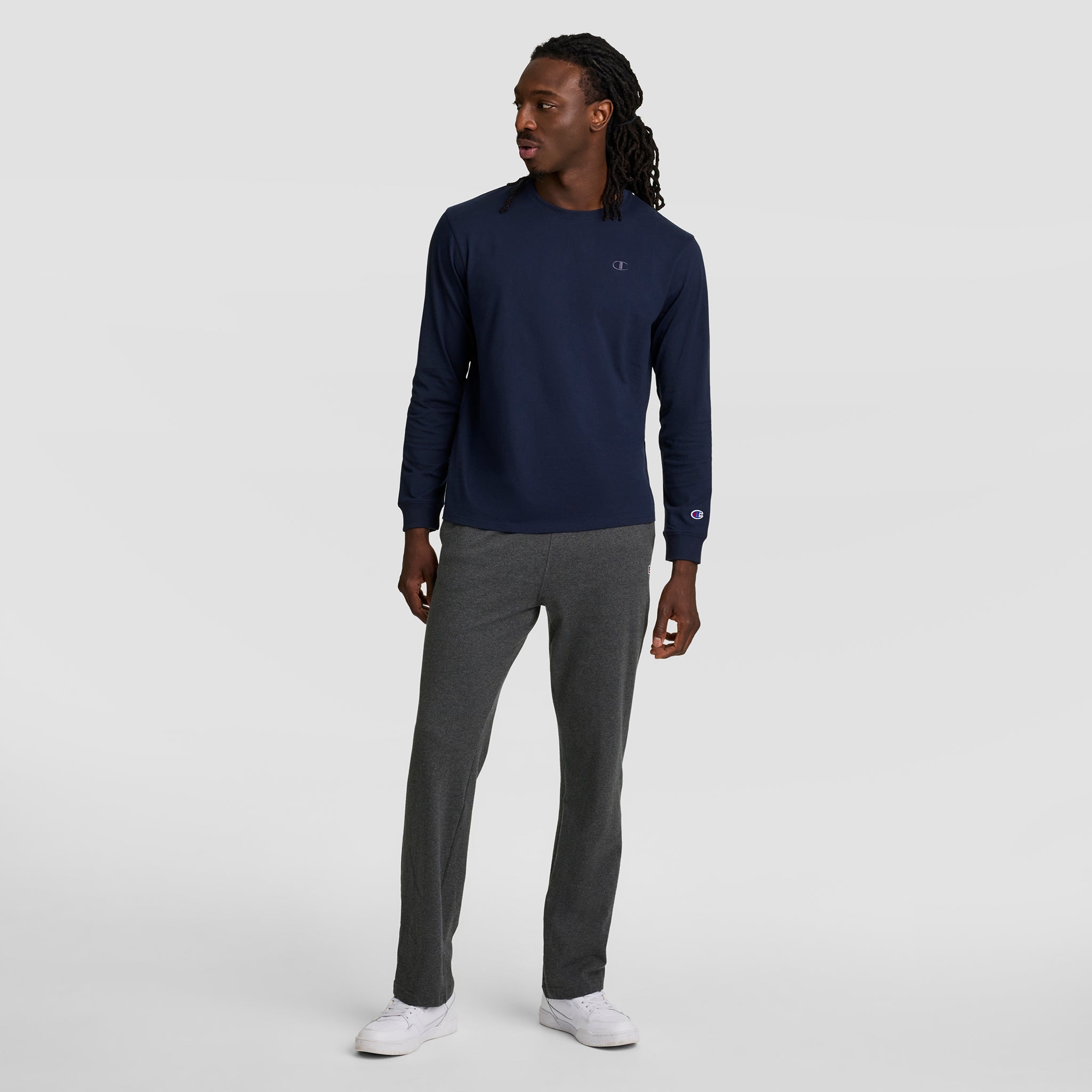 Champion Lightweight Lounge Pants, Open Hem - Granite Heather
