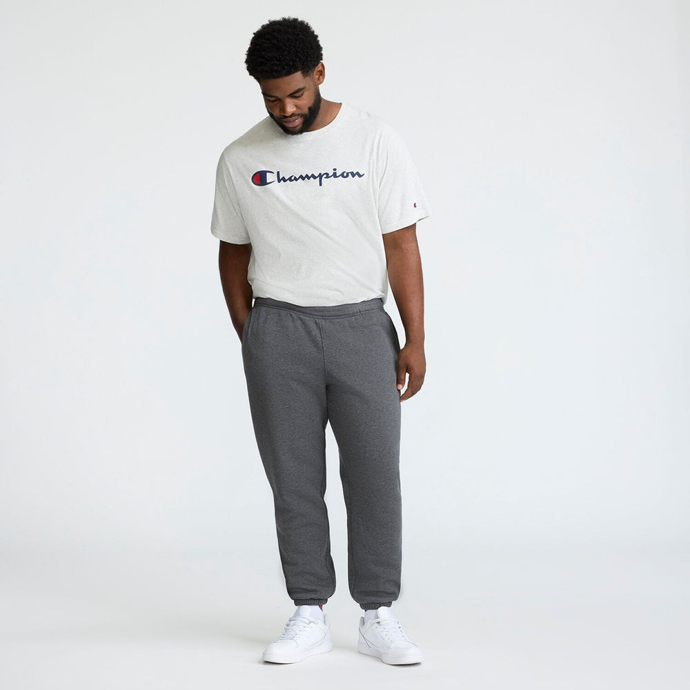 Champion Powerblend Sweatpants, Cinched Bottom - Big & Tall - Granite Heather