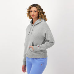Champion Powerblend Freshman Hoodie, Embroidered Script Logo - Oxford Grey Heather