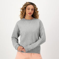 Champion Powerblend Crewneck Sweatshirt, Embroidered Script Logo - Oxford Grey Heather