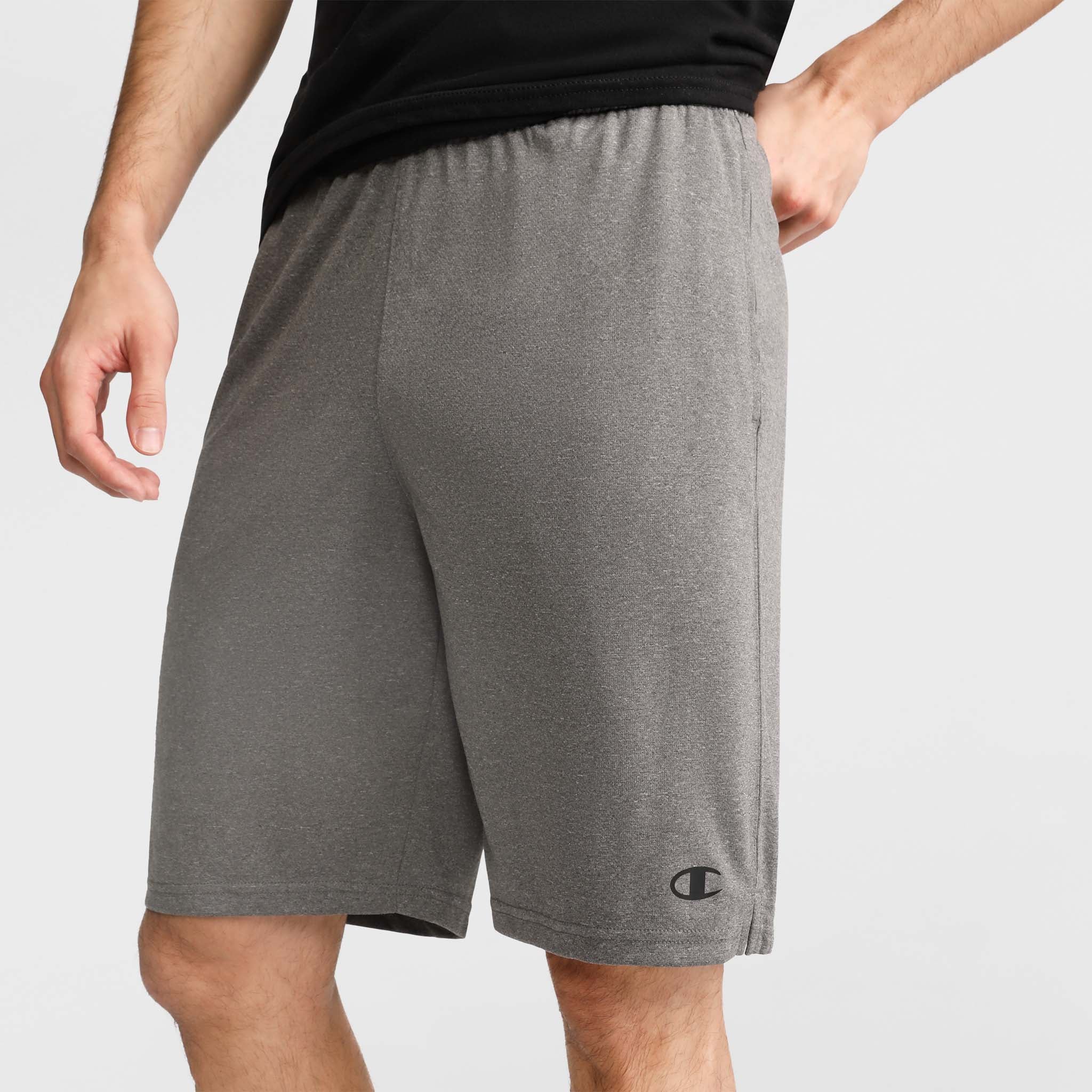 Champion 9" Lightweight Lounge Shorts, C Patch Logo - Granite Heather