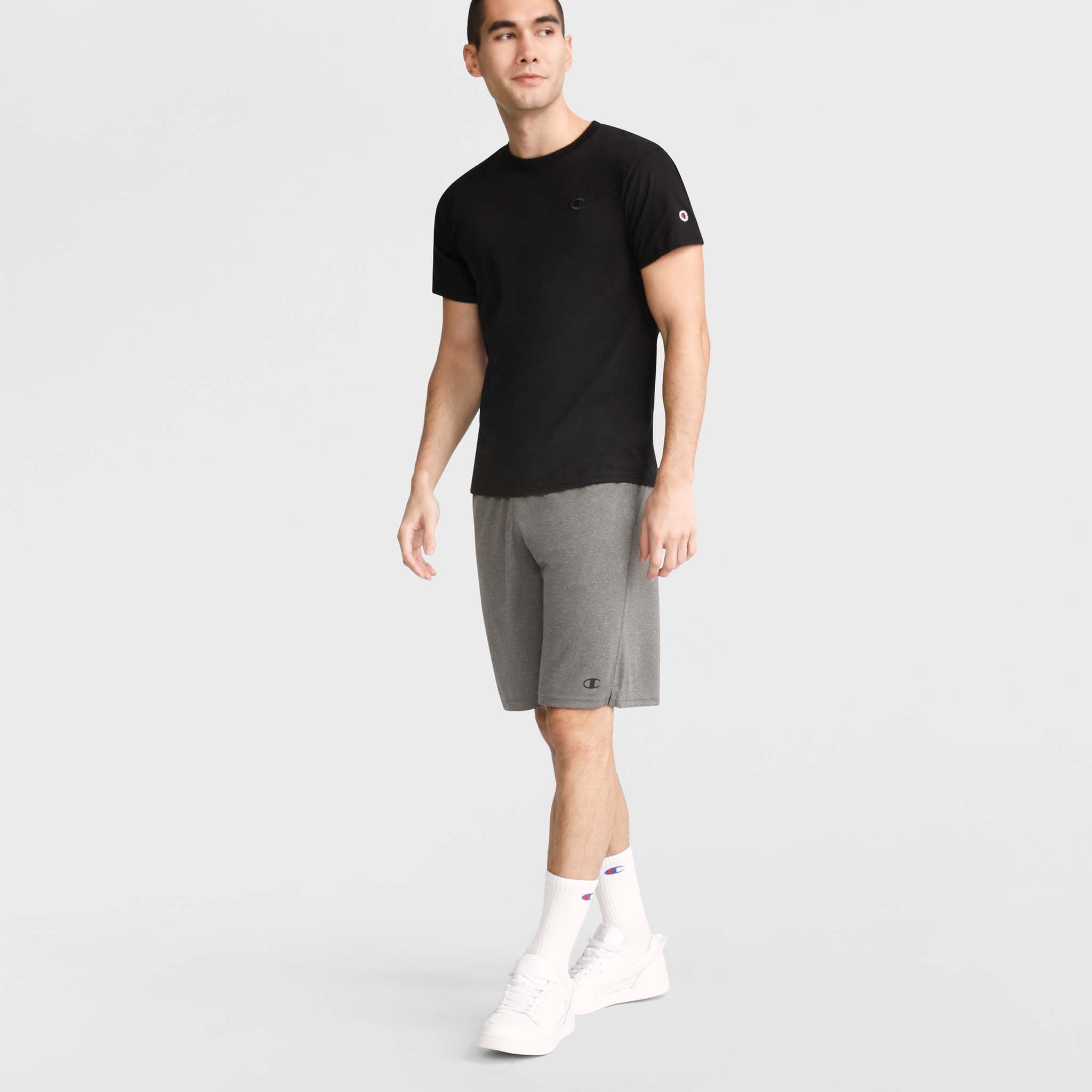 Champion 9" Lightweight Lounge Shorts, C Patch Logo - Granite Heather