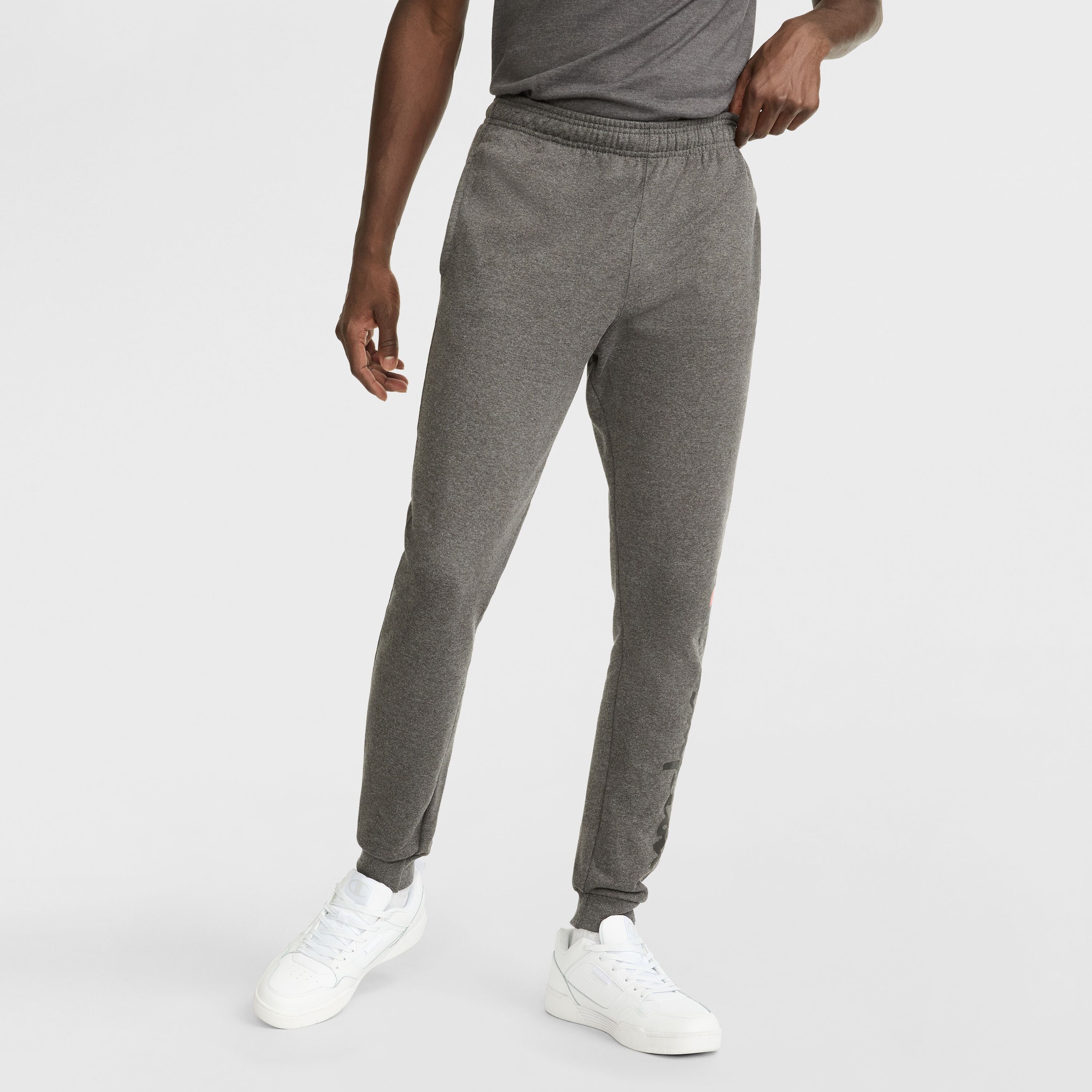 Champion Powerblend Joggers, Script Logo - Granite Grey Heather