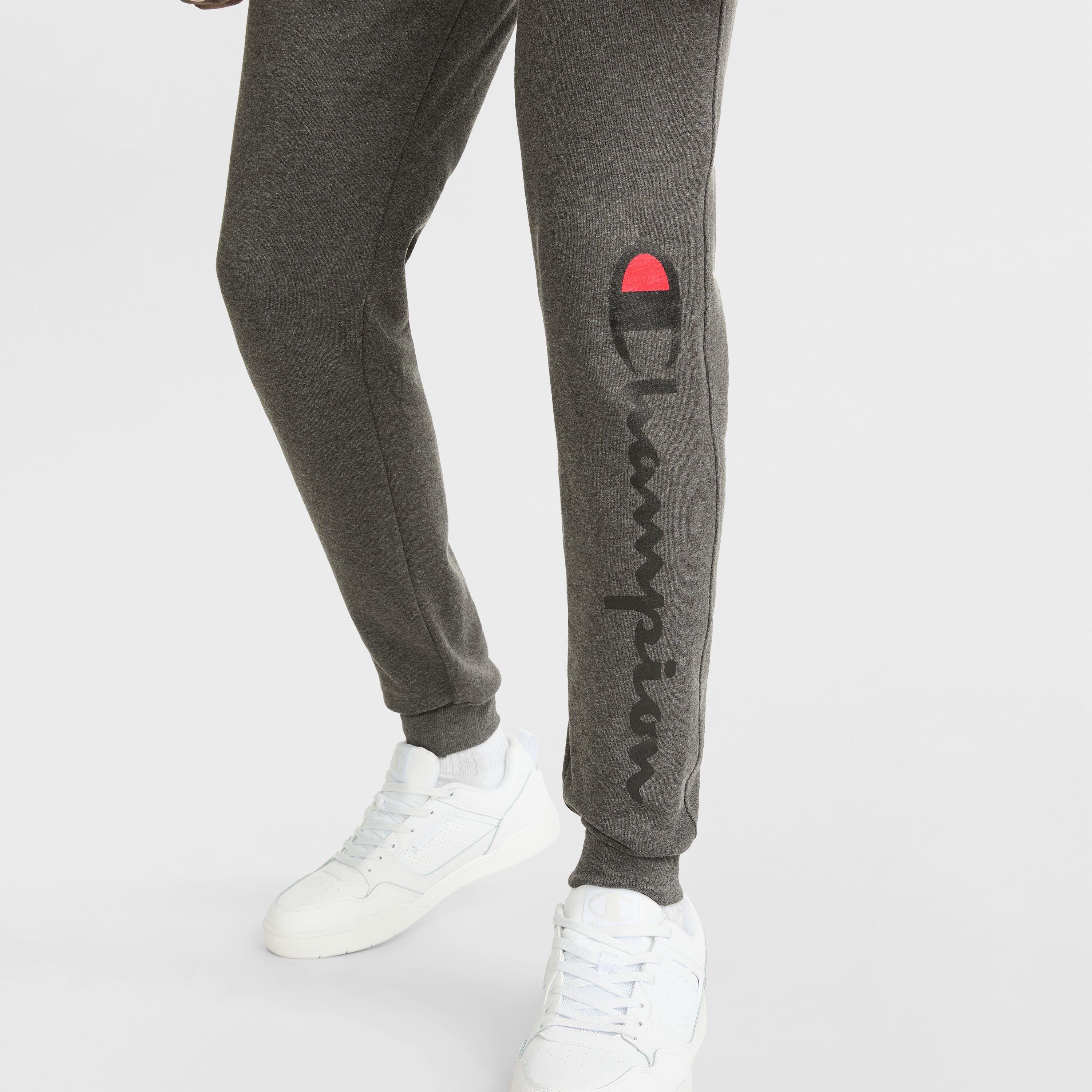 Champion Powerblend Joggers, Script Logo - Granite Grey Heather