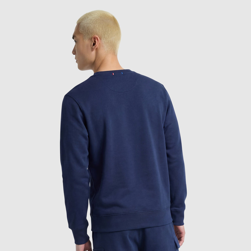 Champion Powerblend Crewneck Sweatshirt, Tonal Script Logo - Blue Depth
