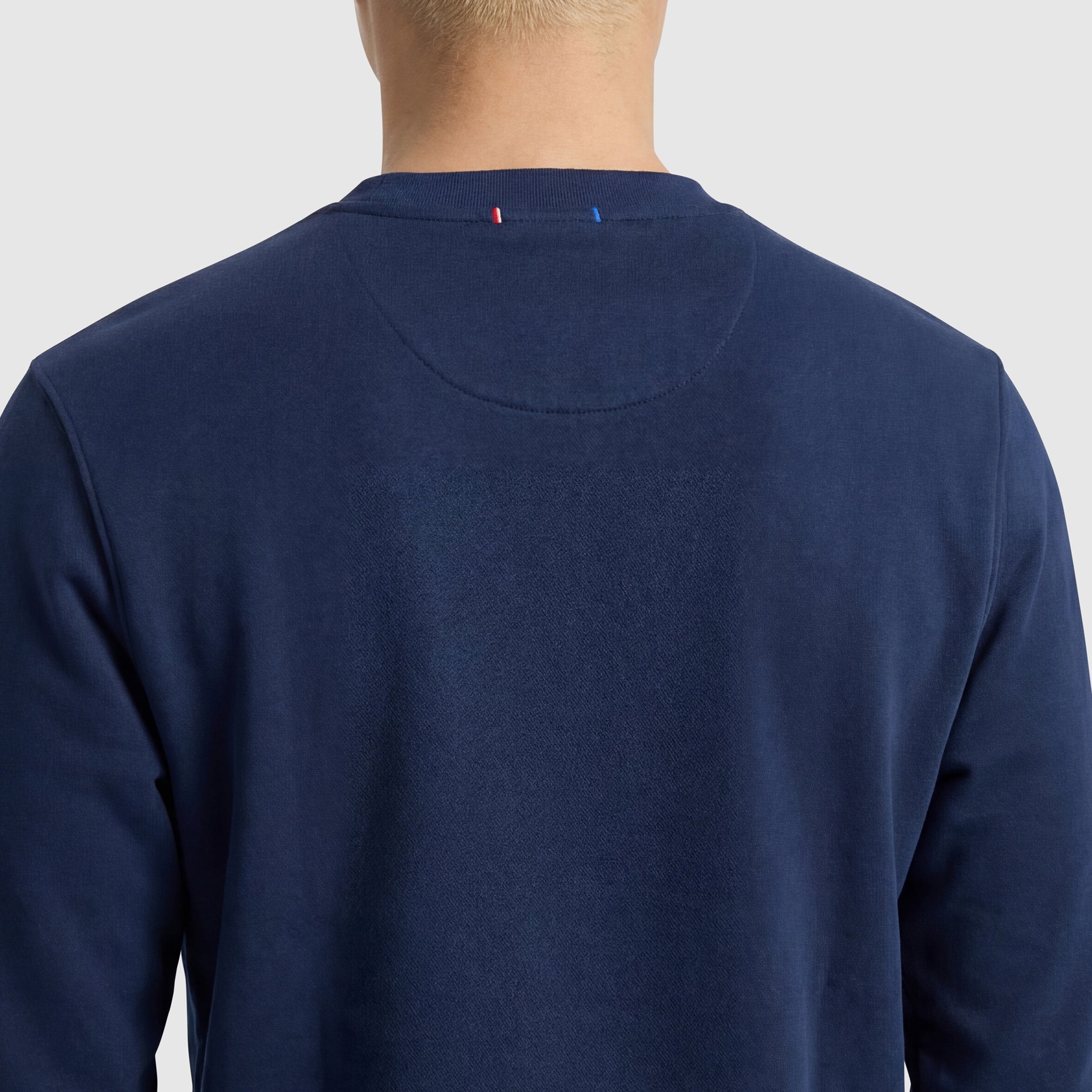 Champion Powerblend Crewneck Sweatshirt, Tonal Script Logo - Blue Depth