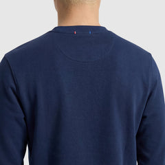 Champion Powerblend Crewneck Sweatshirt, Tonal Script Logo - Blue Depth