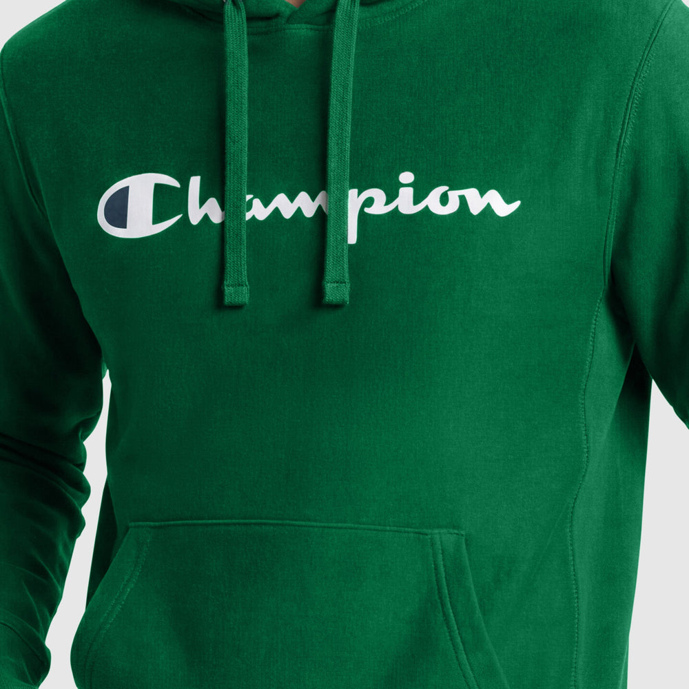 Champion Powerblend Hoodie, Full Script Logo - Verdant Green