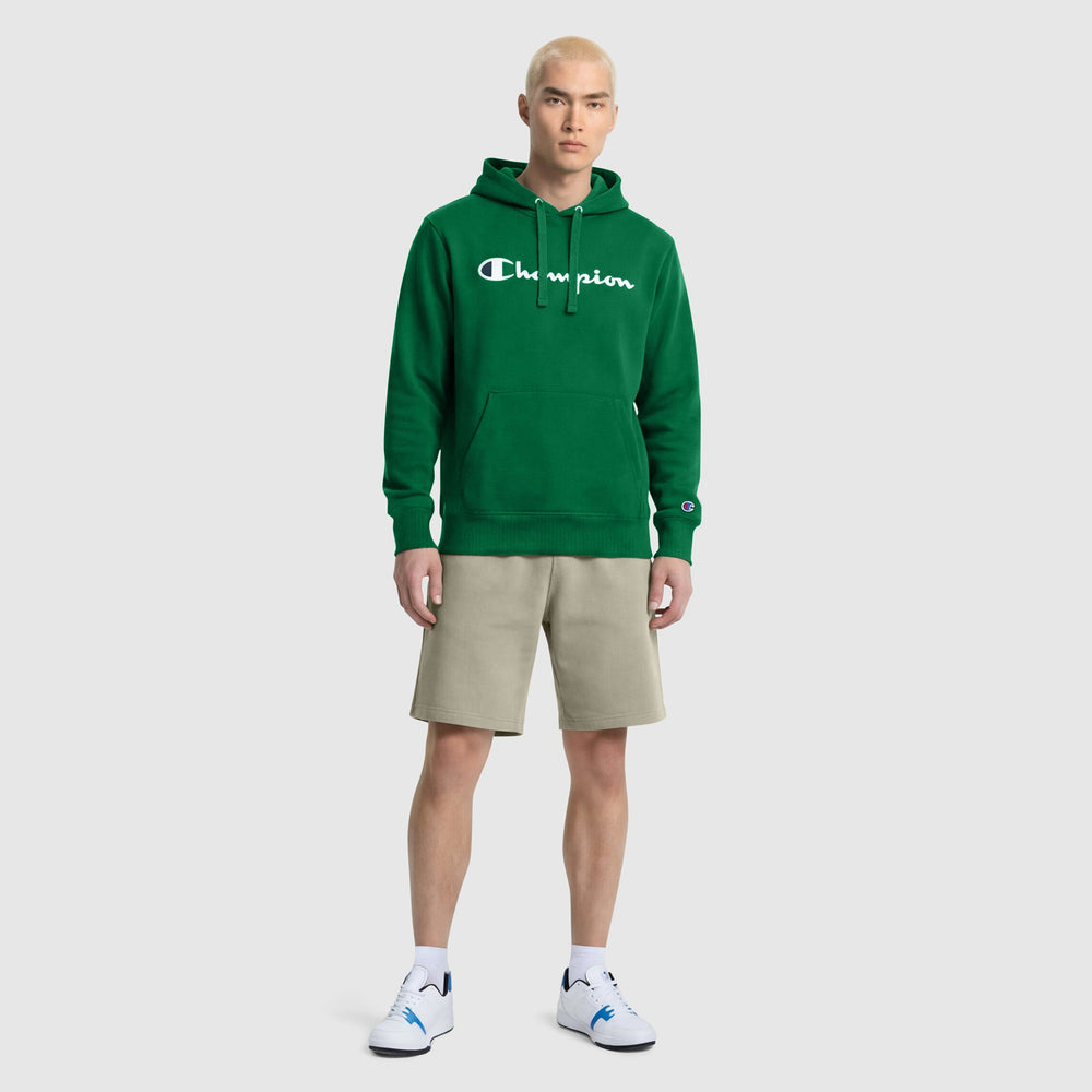 Champion Powerblend Hoodie, Full Script Logo - Verdant Green