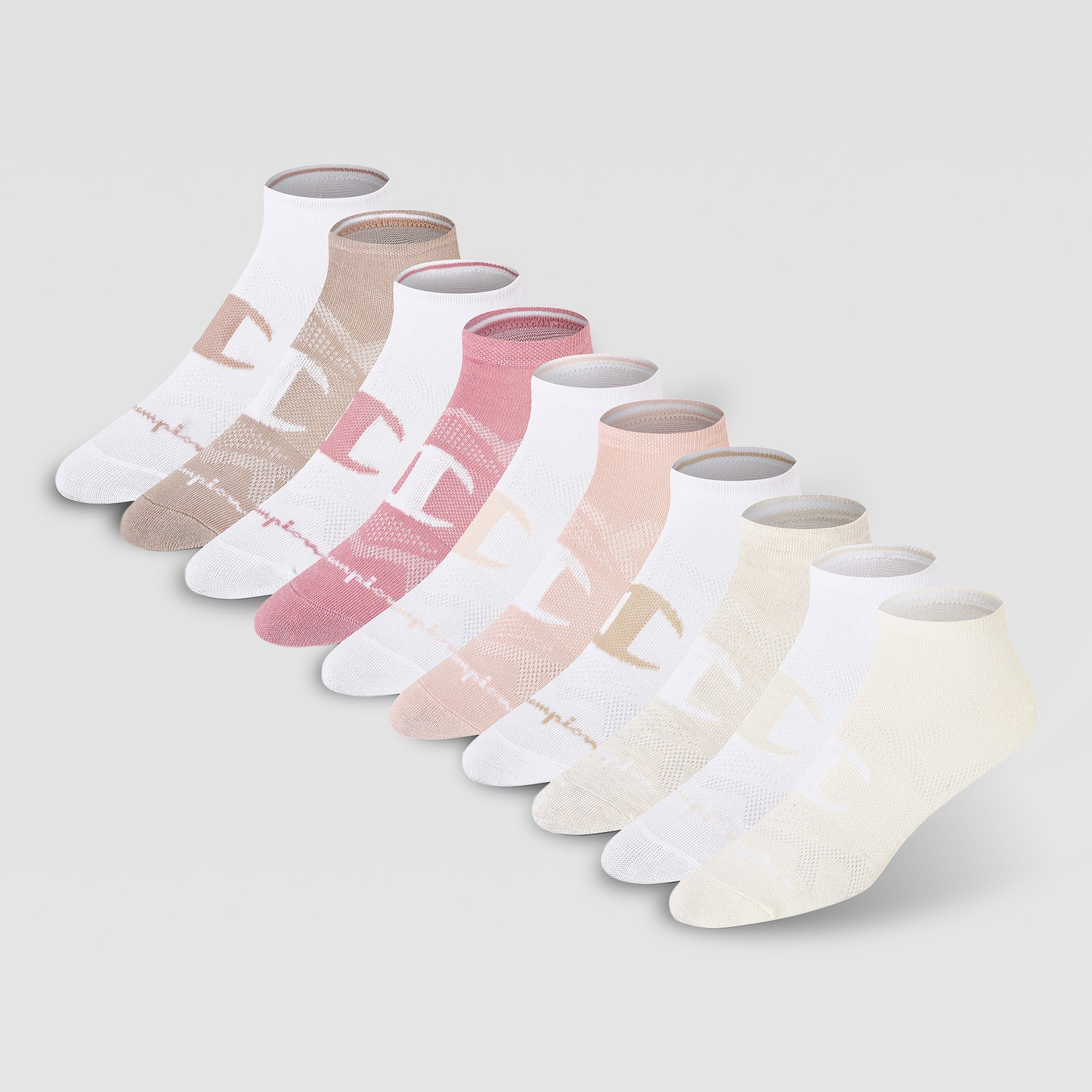 Champion 10Pk Women's Lightweight Low Cut - Neutral Assorted Logo