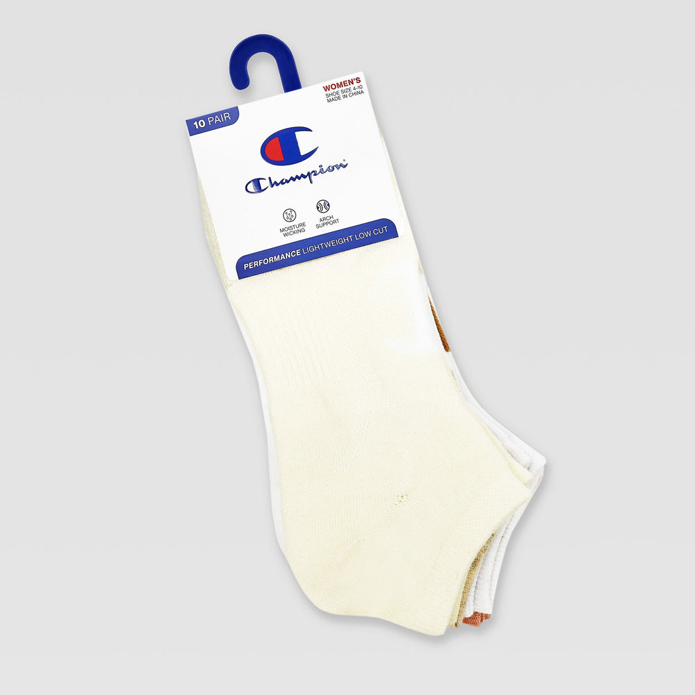 Champion 10Pk Women's Lightweight Low Cut - Neutral Assorted Logo