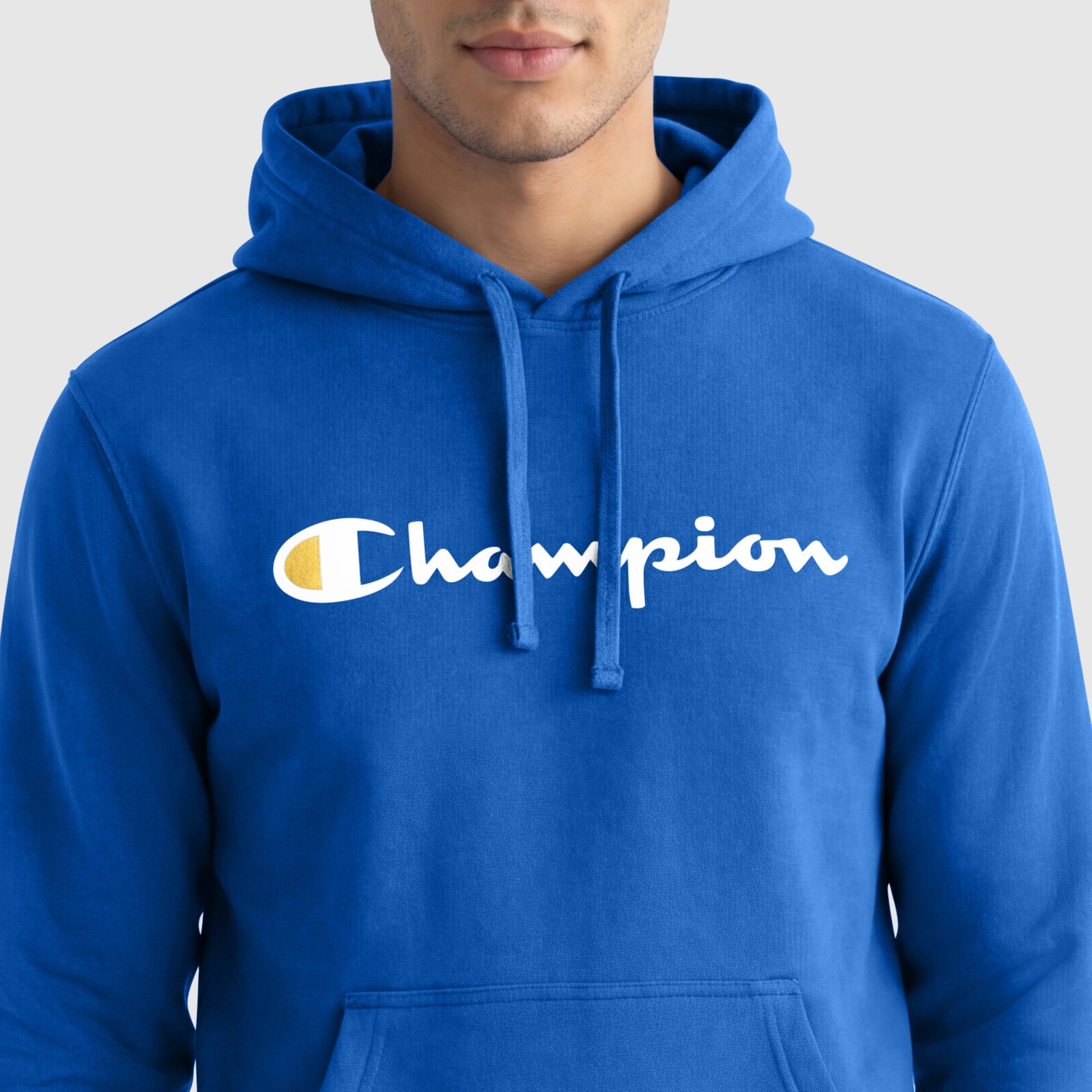 Champion Powerblend Hoodie, Full Script Logo - Nebulas Blue