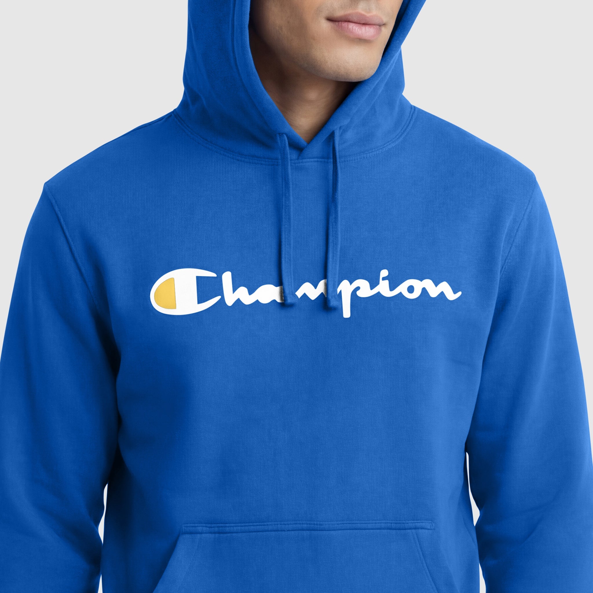 Champion Powerblend Hoodie, Full Script Logo - Nebulas Blue