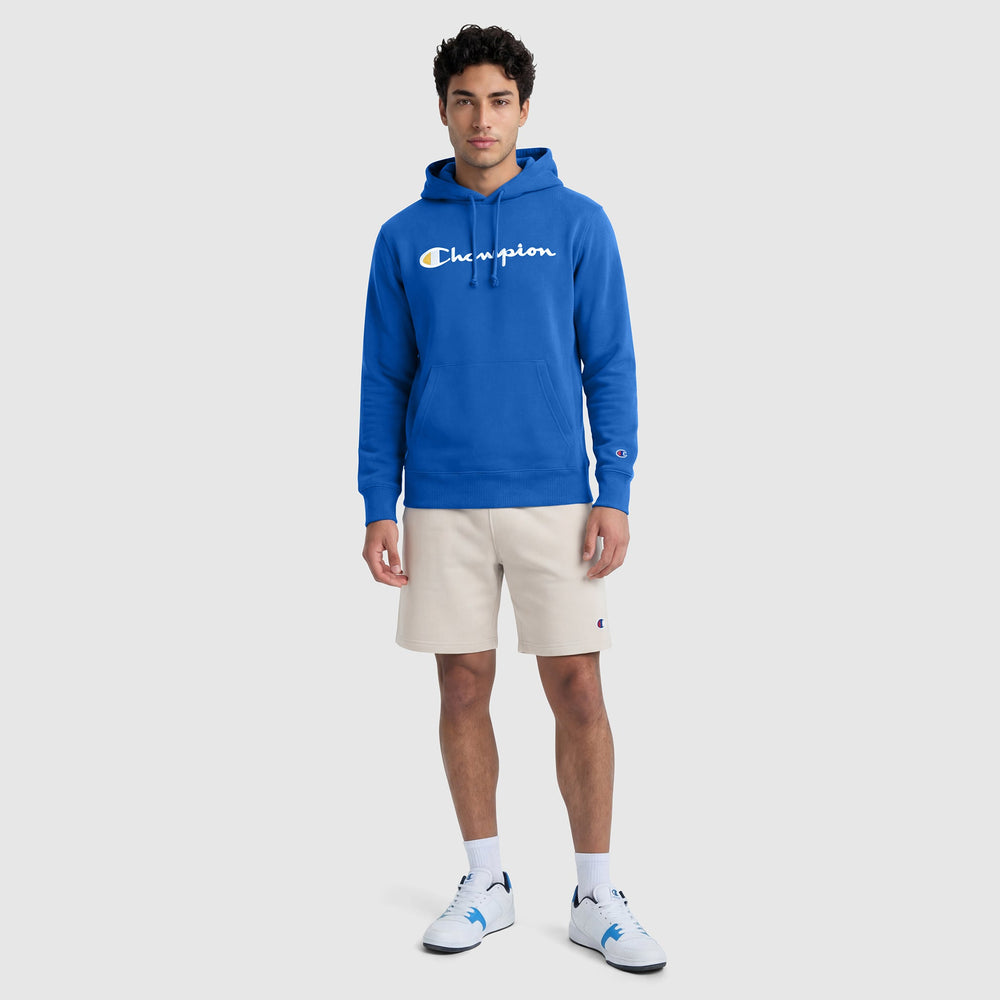 Champion Powerblend Hoodie, Full Script Logo - Nebulas Blue