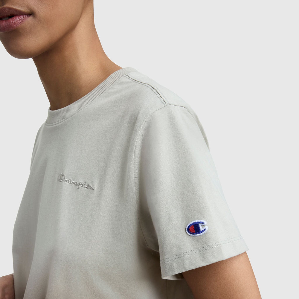 Champion Classic T-Shirt, Tonal Left Chest Script - Abbey Stone