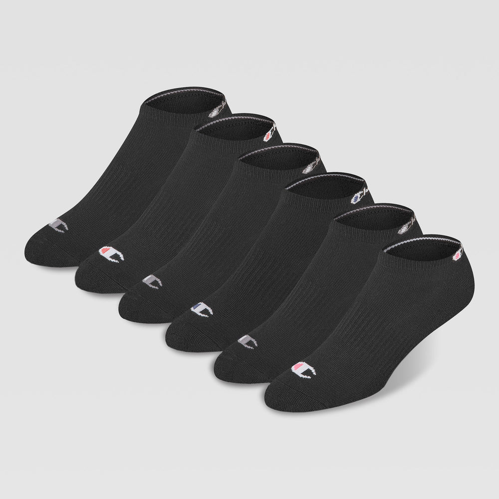 Champion 6Pk Women's Cushion Low Cut - Black Toe Logo