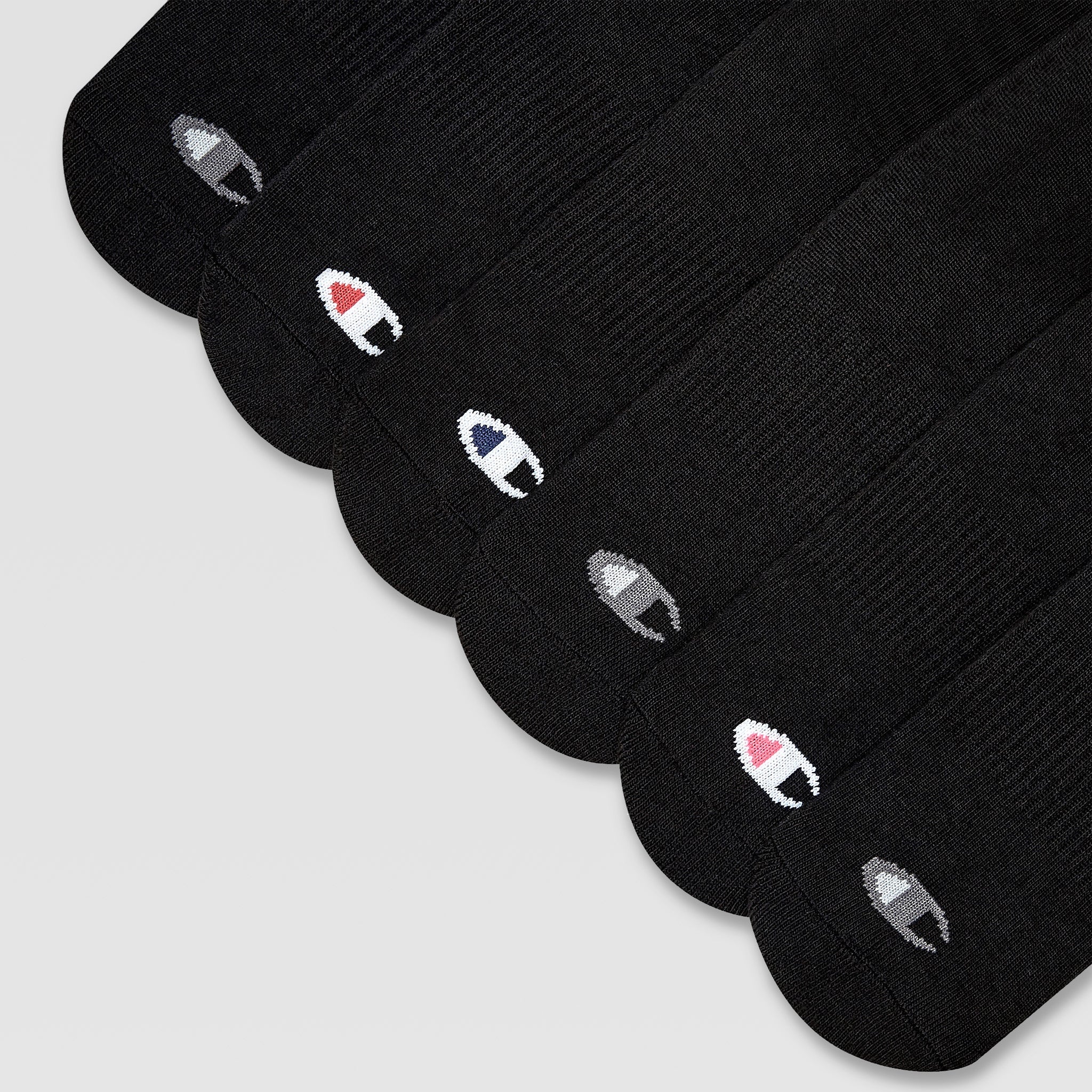 Champion 6Pk Women's Cushion Low Cut - Black Toe Logo