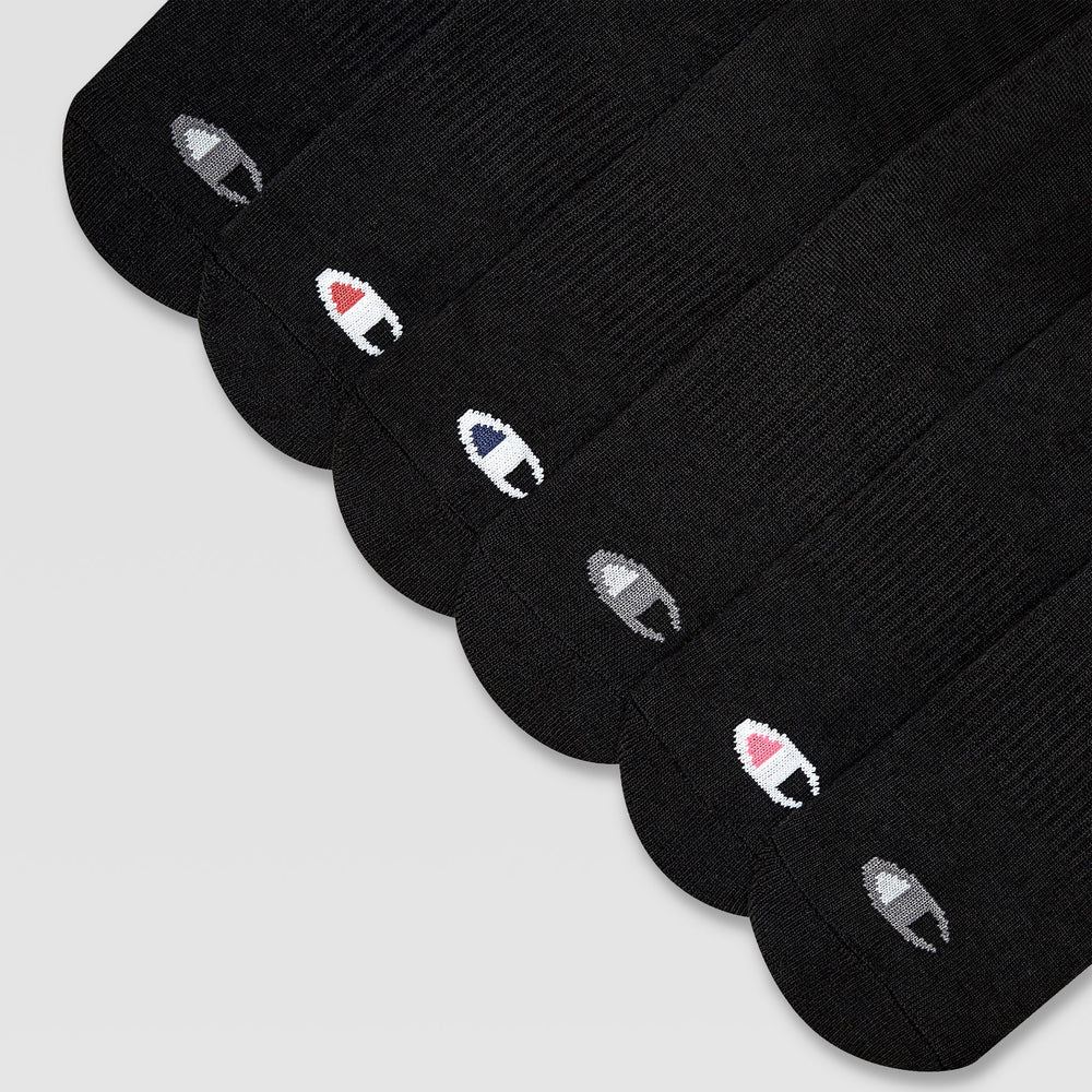 Champion 6Pk Women's Cushion Low Cut - Black Toe Logo