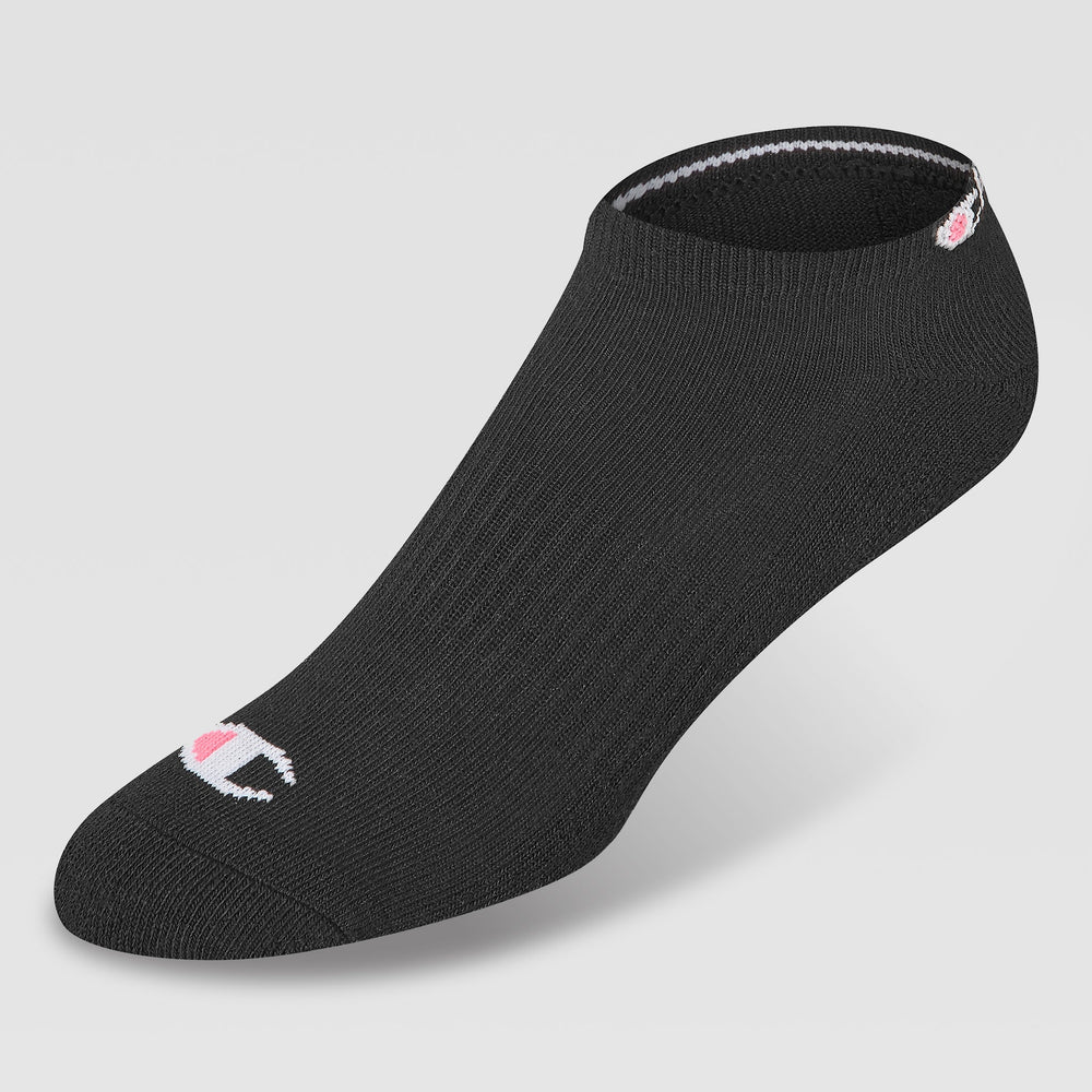 Champion 6Pk Women's Cushion Low Cut - Black Toe Logo