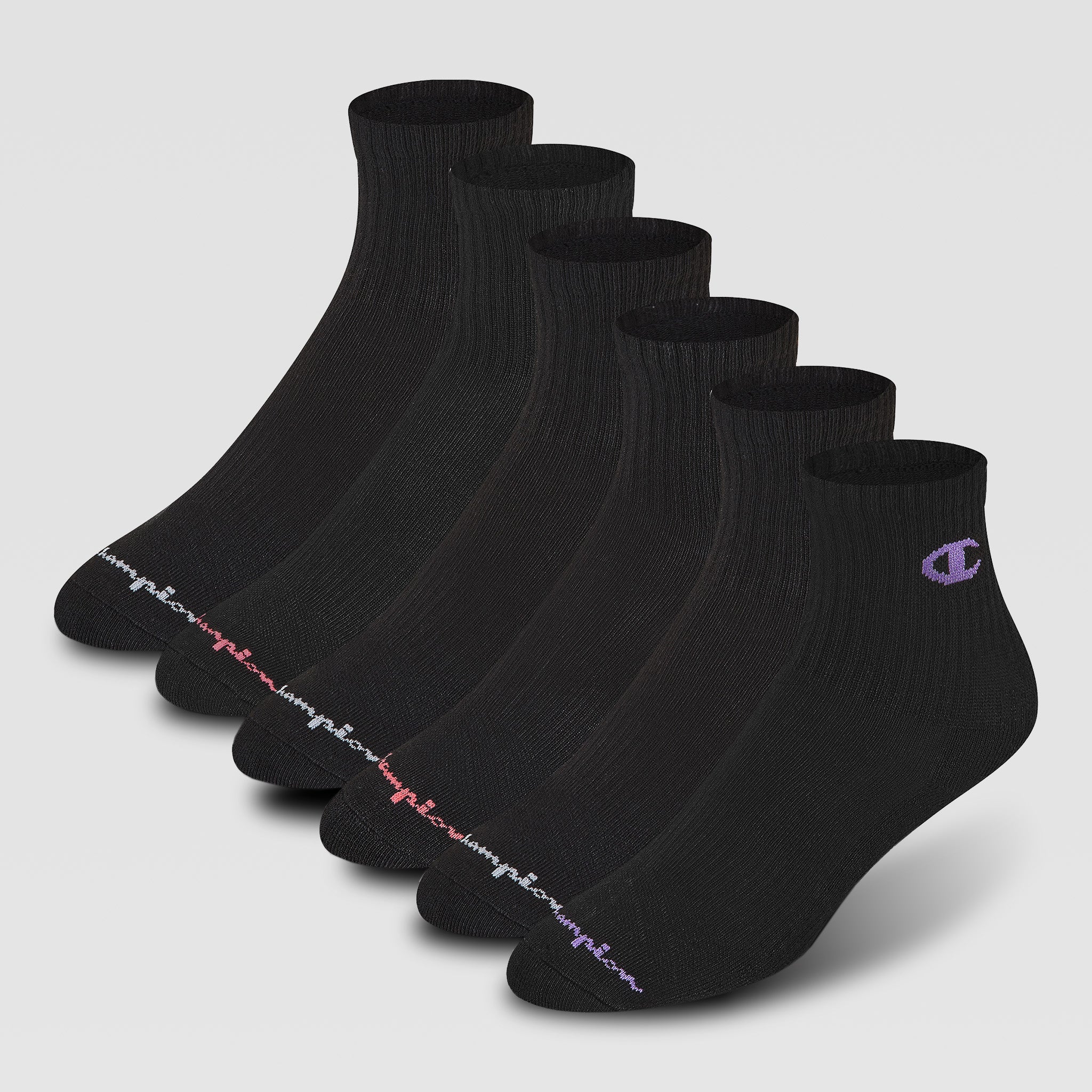 Champion 6Pk Women's Cushion High Quarter - Black