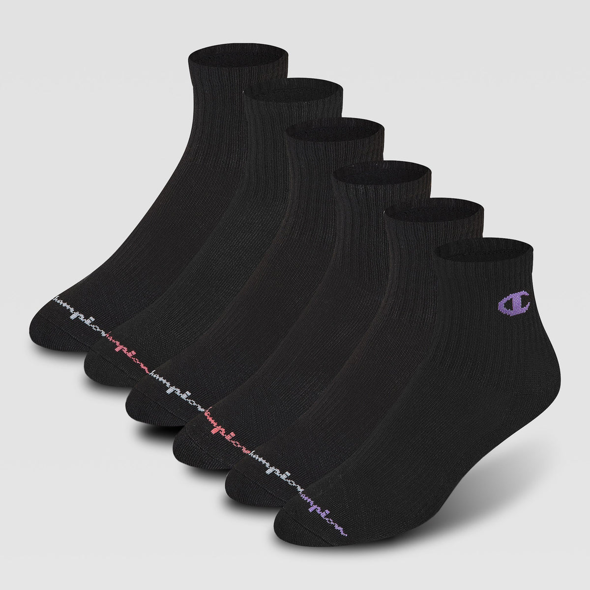 Champion 6Pk Women's Cushion High Quarter - Black