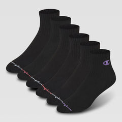 Champion 6Pk Women's Cushion High Quarter - Black