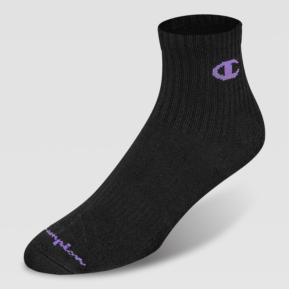 Champion 6Pk Women's Cushion High Quarter - Black