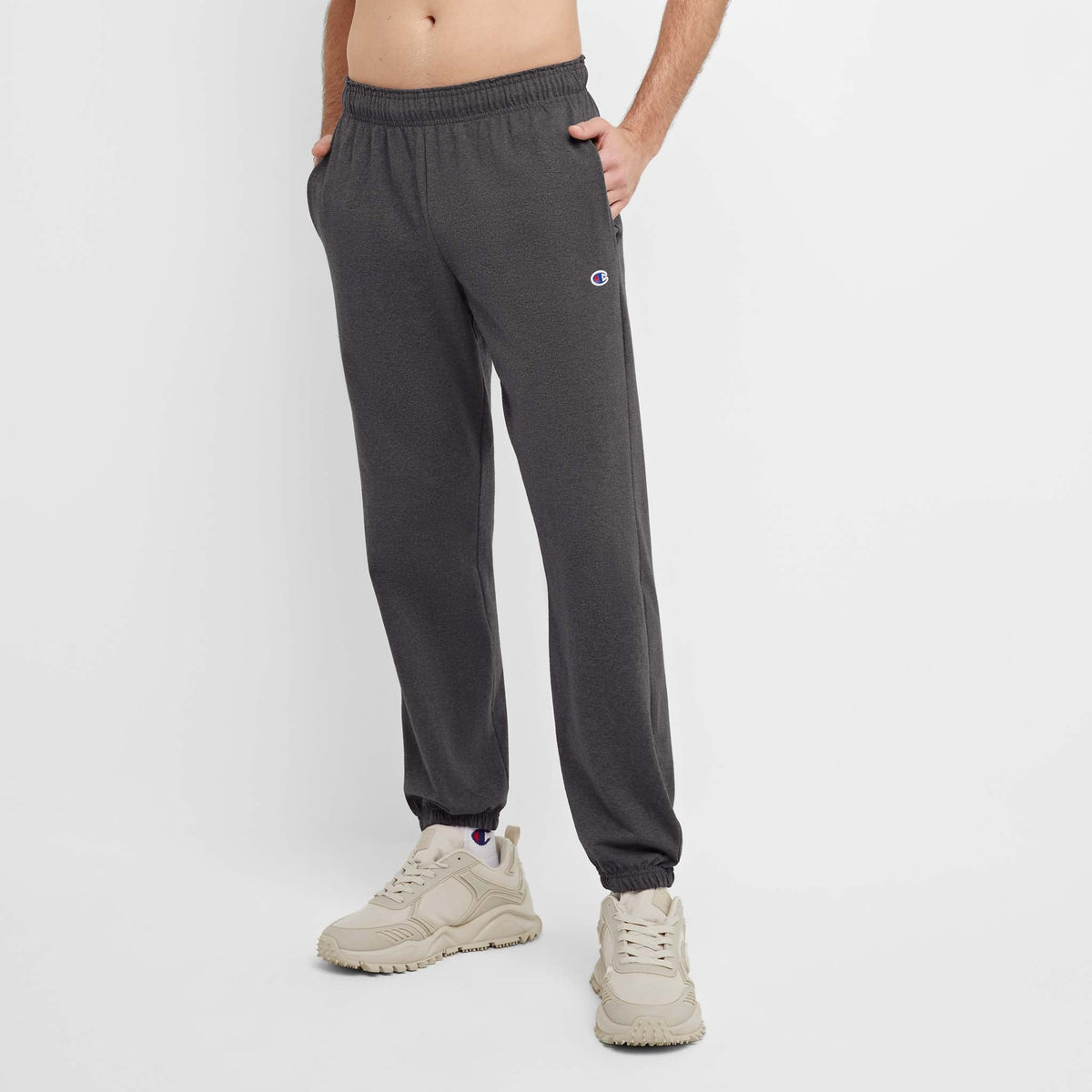 Champion Lightweight Lounge Pants, Cinched Hem - Granite Heather
