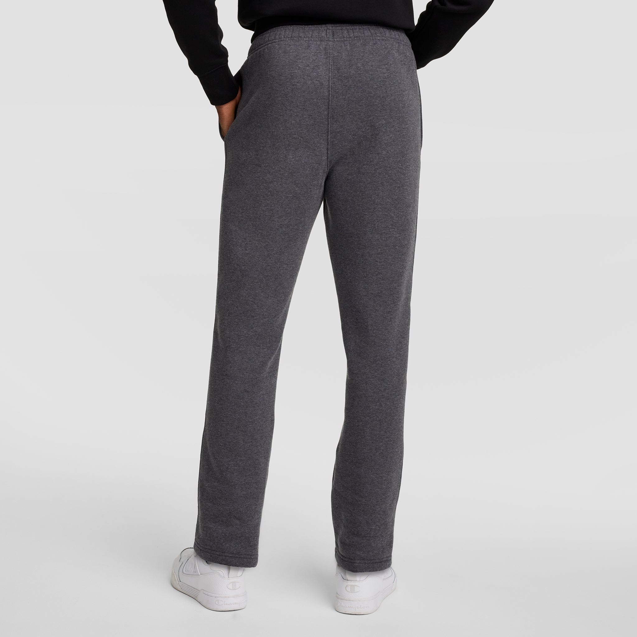 Champion Powerblend Sweatpants, Open Hem - Granite Heather