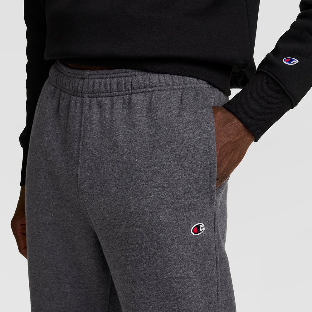 Champion Powerblend Sweatpants, Open Hem - Granite Heather