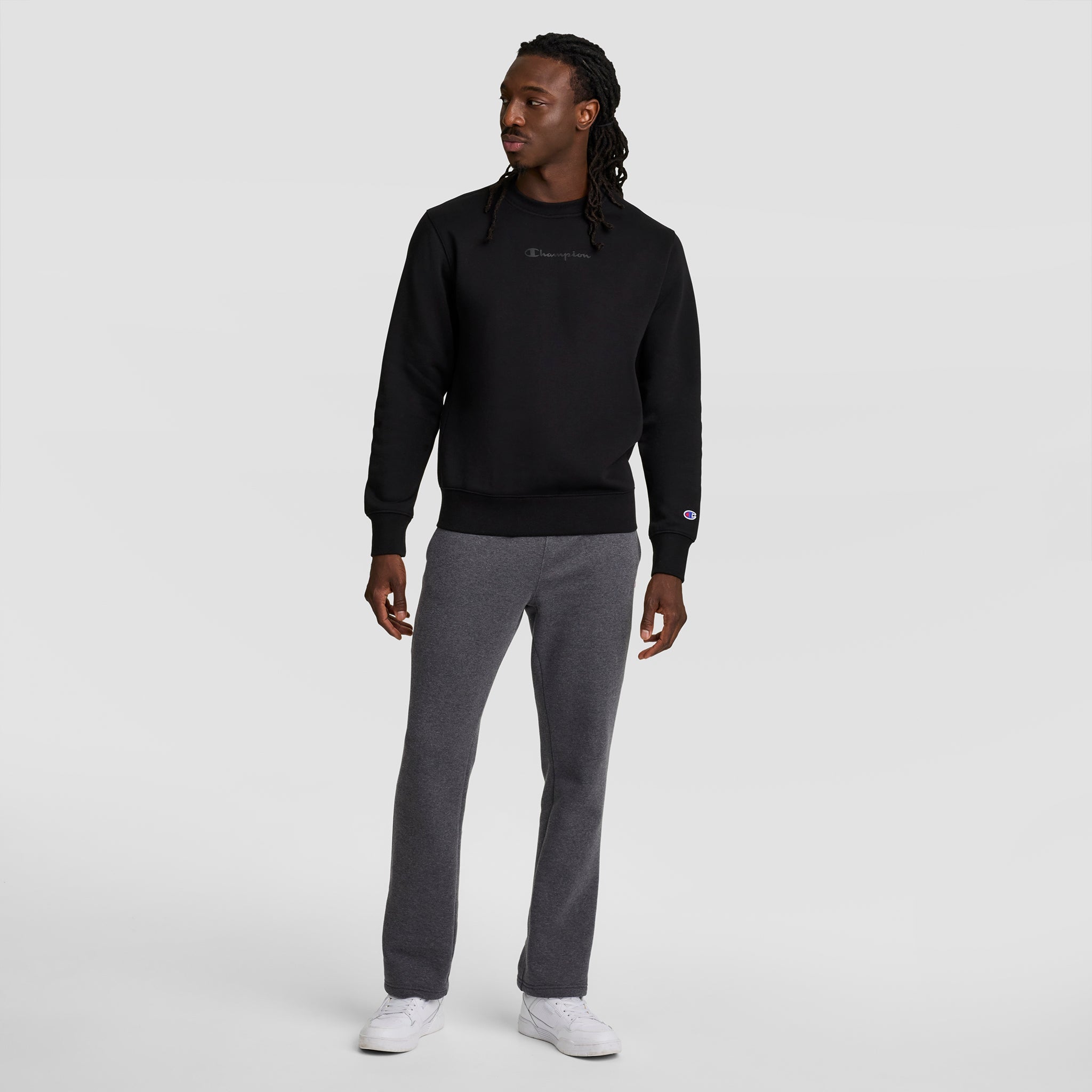 Champion Powerblend Sweatpants, Open Hem - Granite Heather