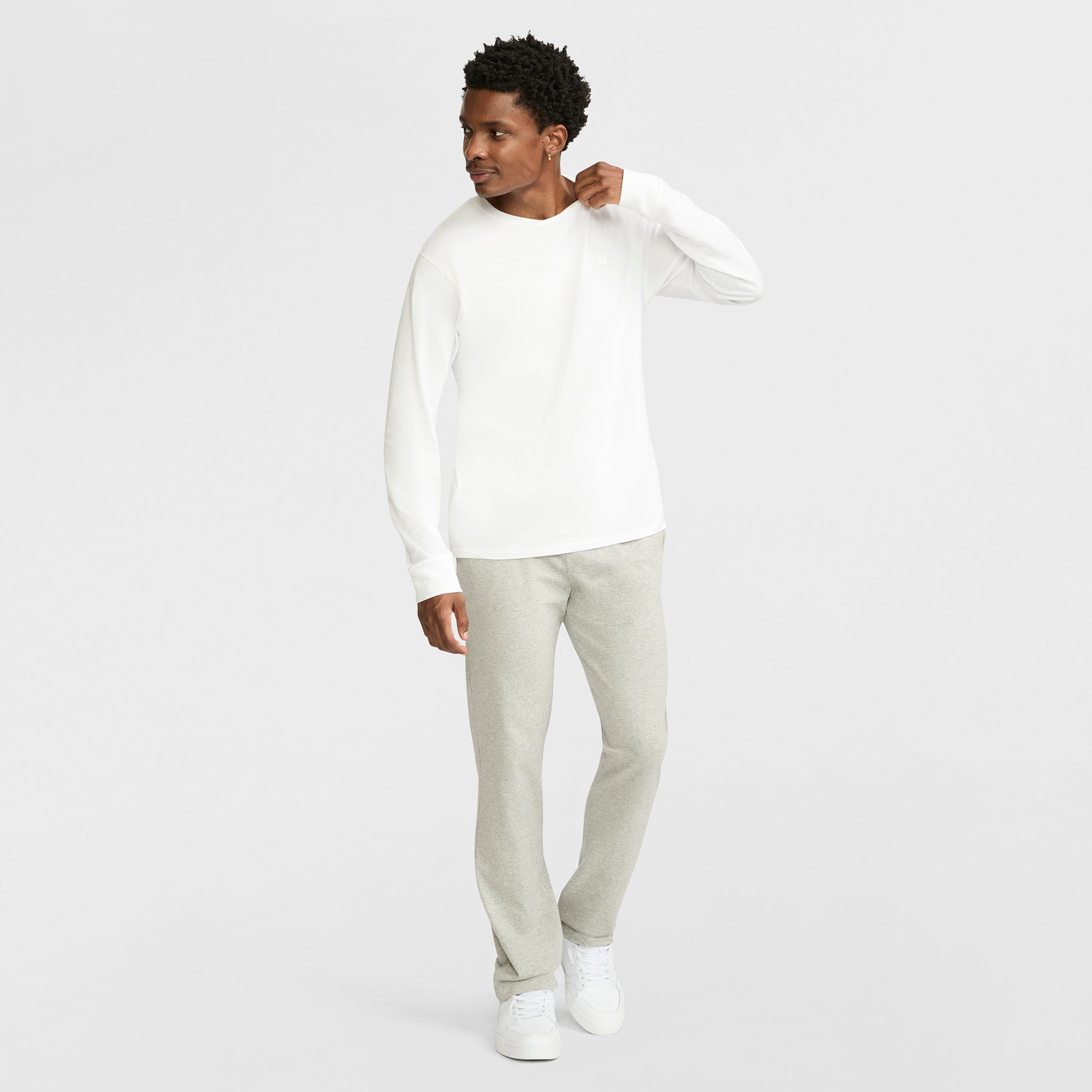 Champion Lightweight Lounge Pants, Open Hem - New Manhattan Mist Heather