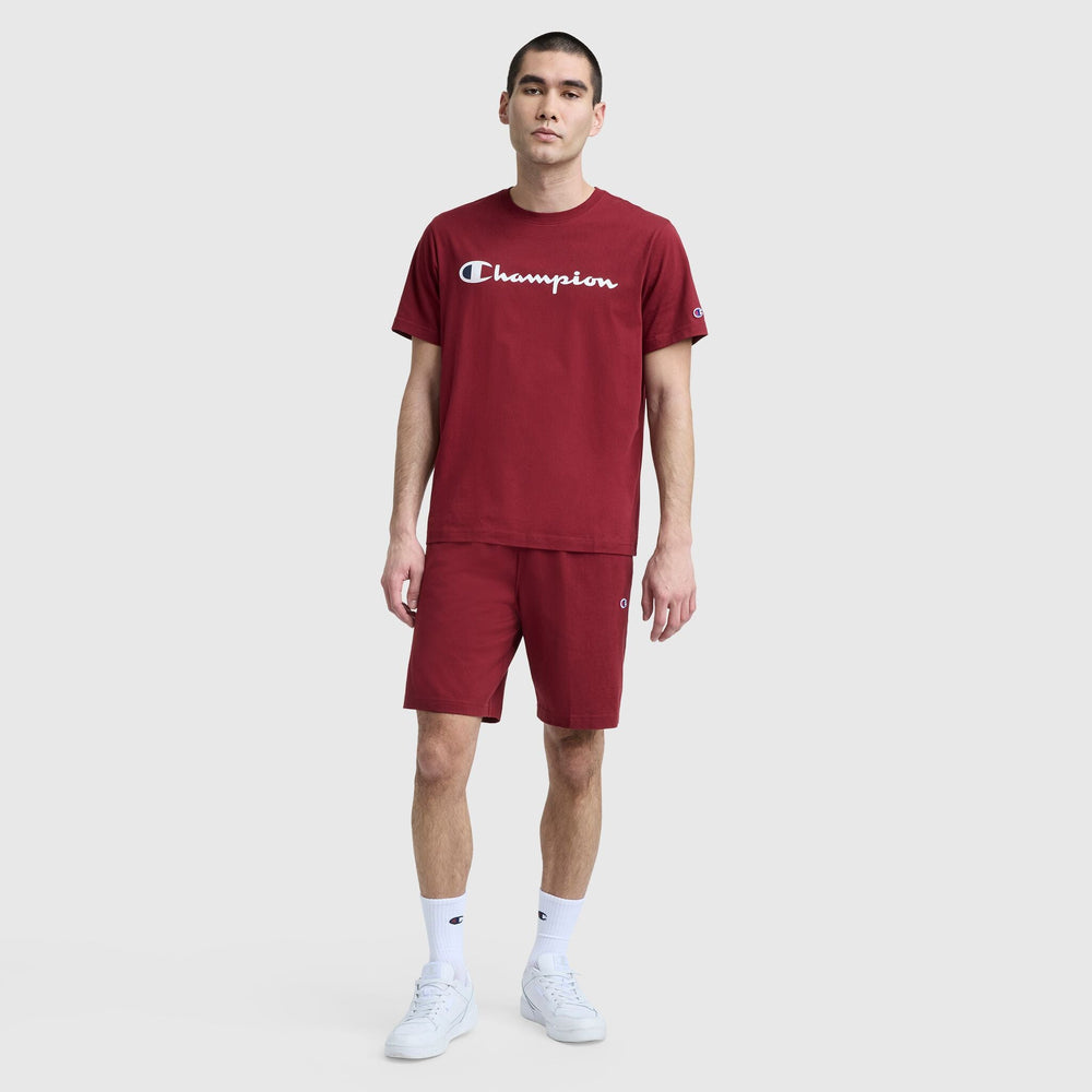 Champion 9" Lightweight Lounge Shorts, C Patch Logo - Pomegranate