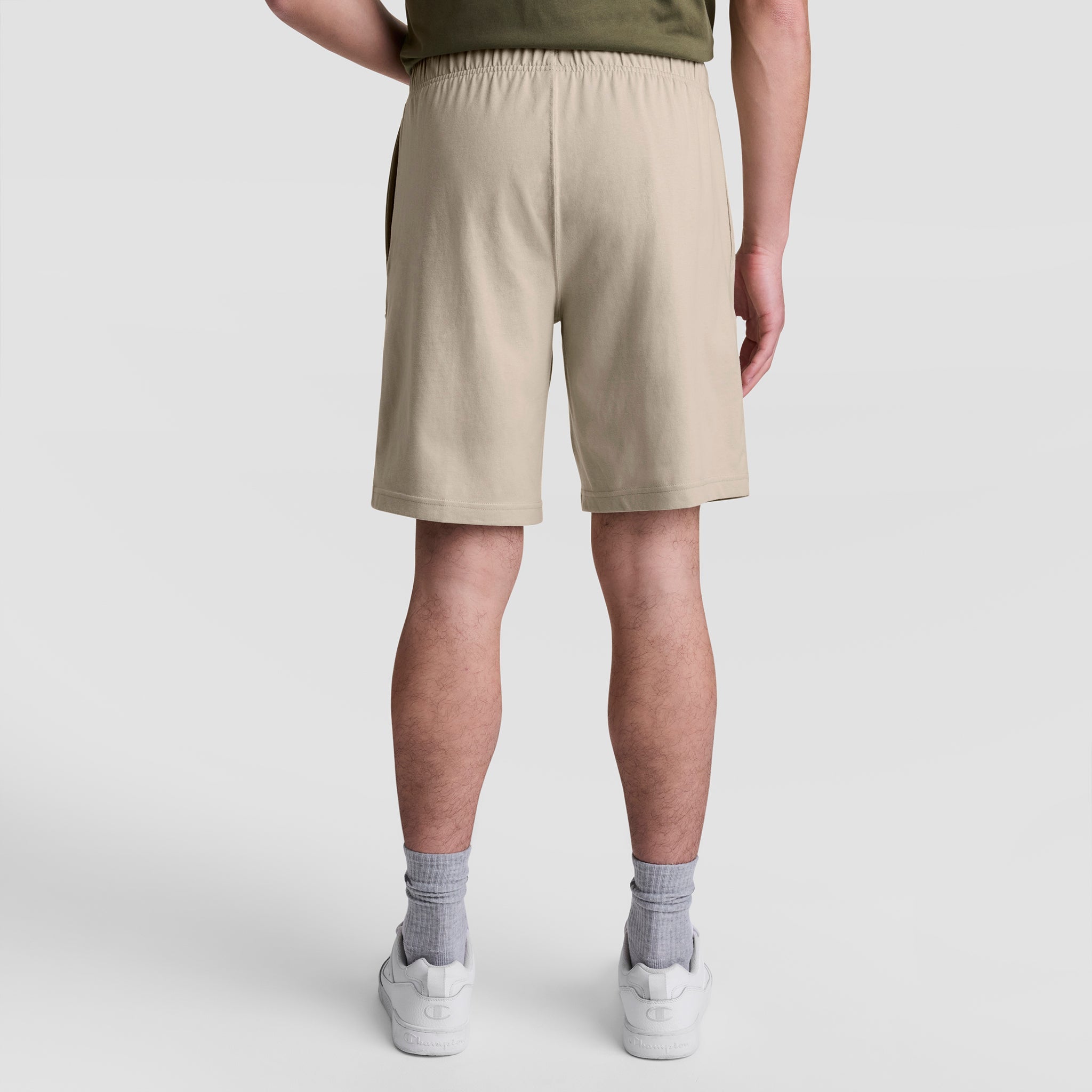 Champion 9" Lightweight Lounge Shorts, C Patch Logo - Abbey Stone