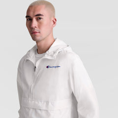 Champion Stadium Packable Jacket, Script Logo - Bright White