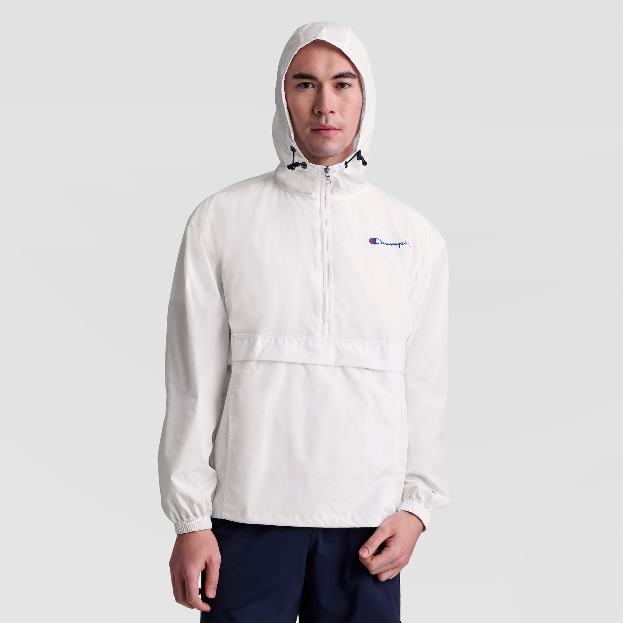 Champion Stadium Packable Jacket, Script Logo - Bright White