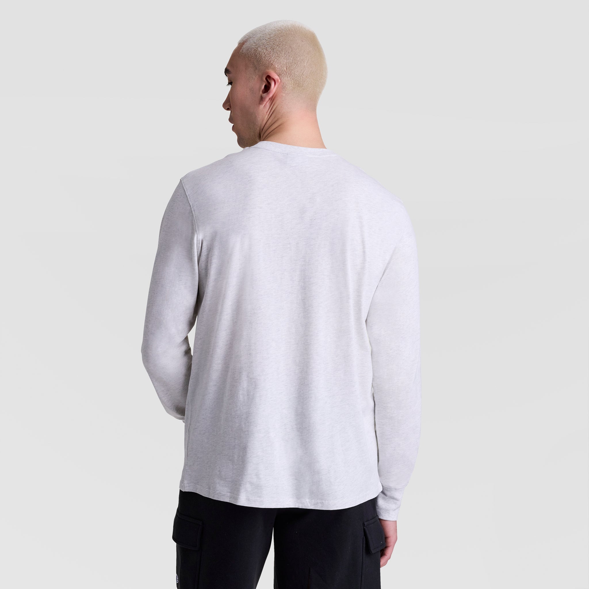 Champion Classic Graphic Long-Sleeve T-Shirt, Script Logo - Platinum Silver Heather