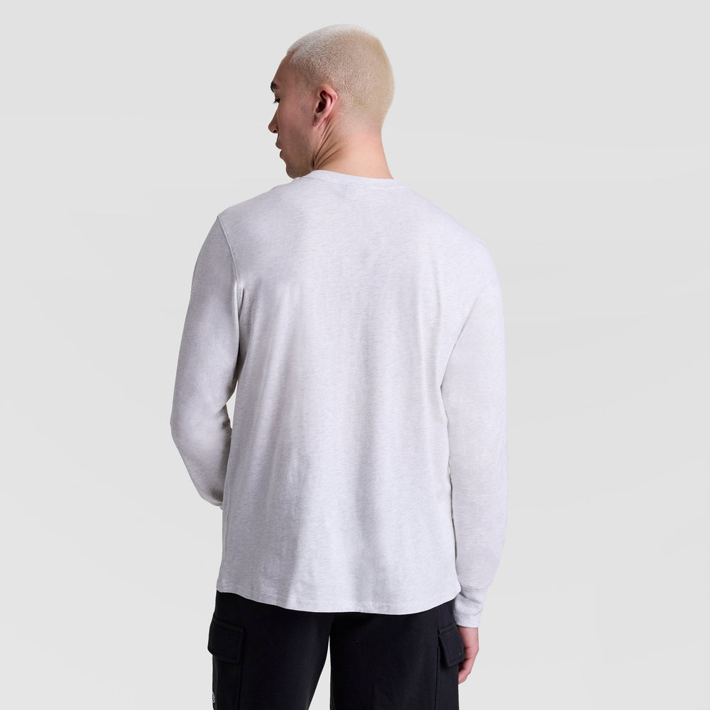 Champion Classic Graphic Long-Sleeve T-Shirt, Script Logo - Platinum Silver Heather