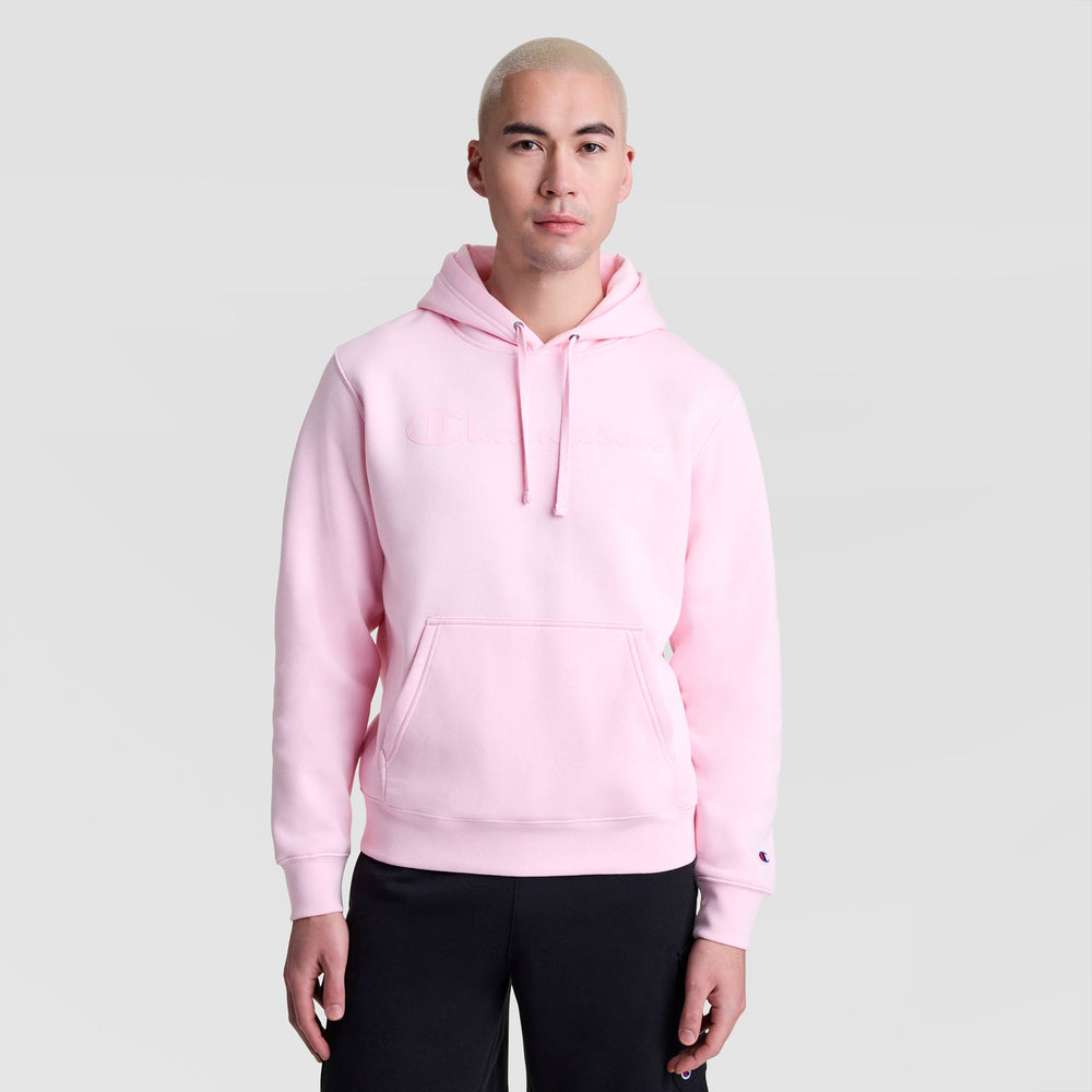 Champion Powerblend Hoodie, Tonal Script Logo - Rose Shadow
