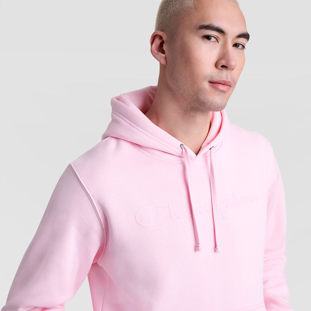 Champion Powerblend Hoodie, Tonal Script Logo - Rose Shadow
