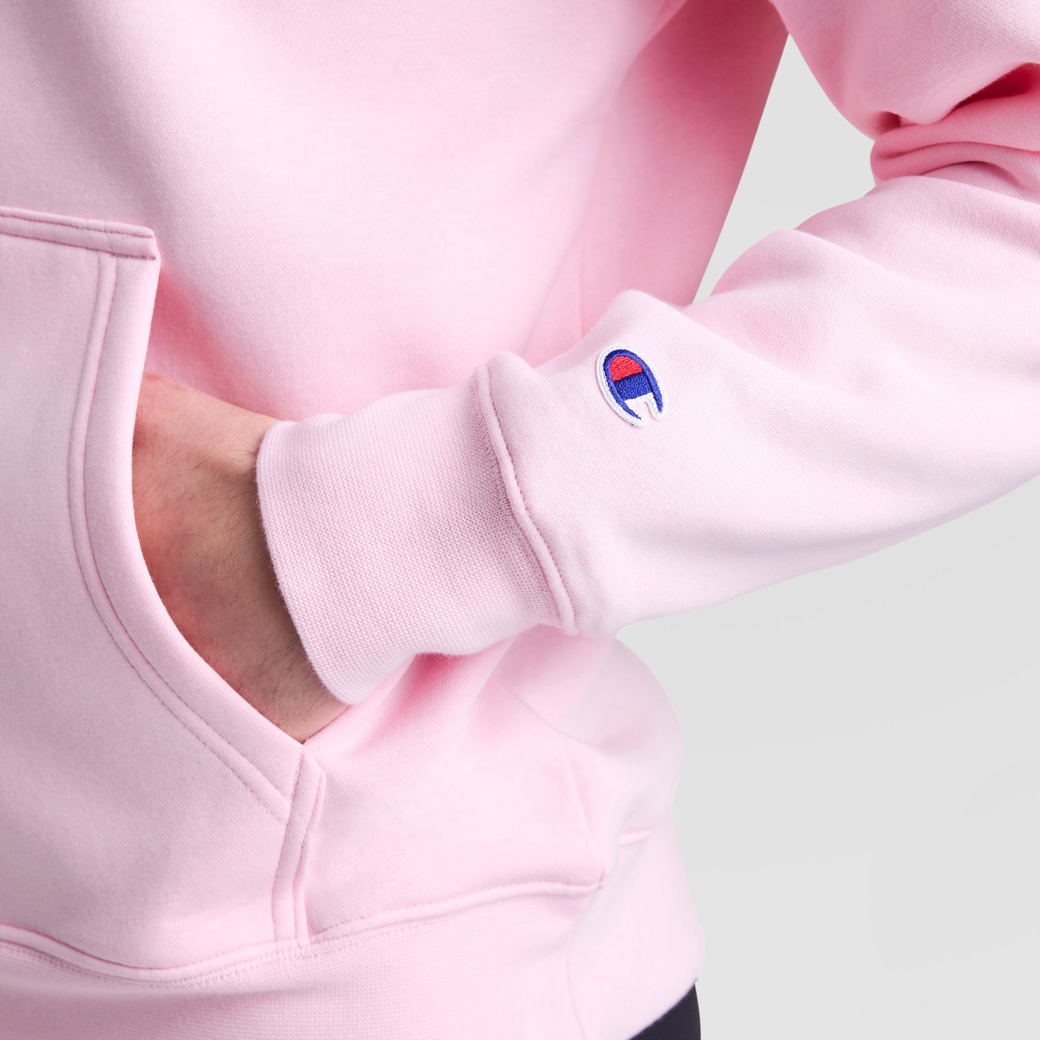 Champion Powerblend Hoodie, Tonal Script Logo - Rose Shadow
